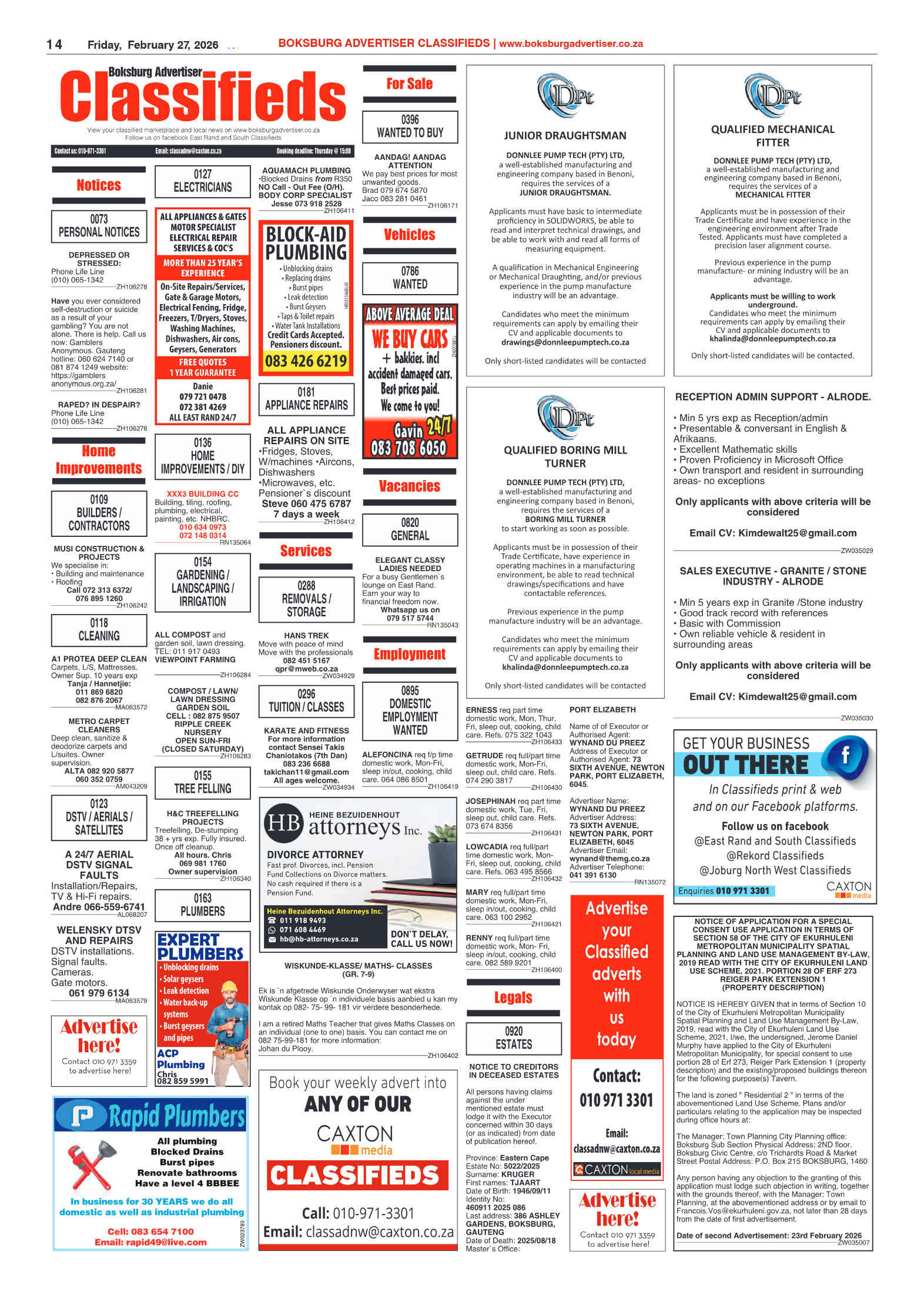Boksburg Advertiser 27 February 2026 page 14