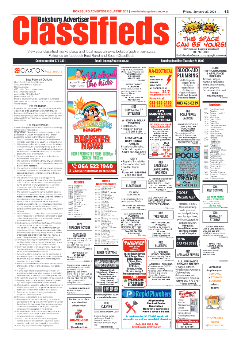 Boksburg Advertiser 27 January 2023 page 13