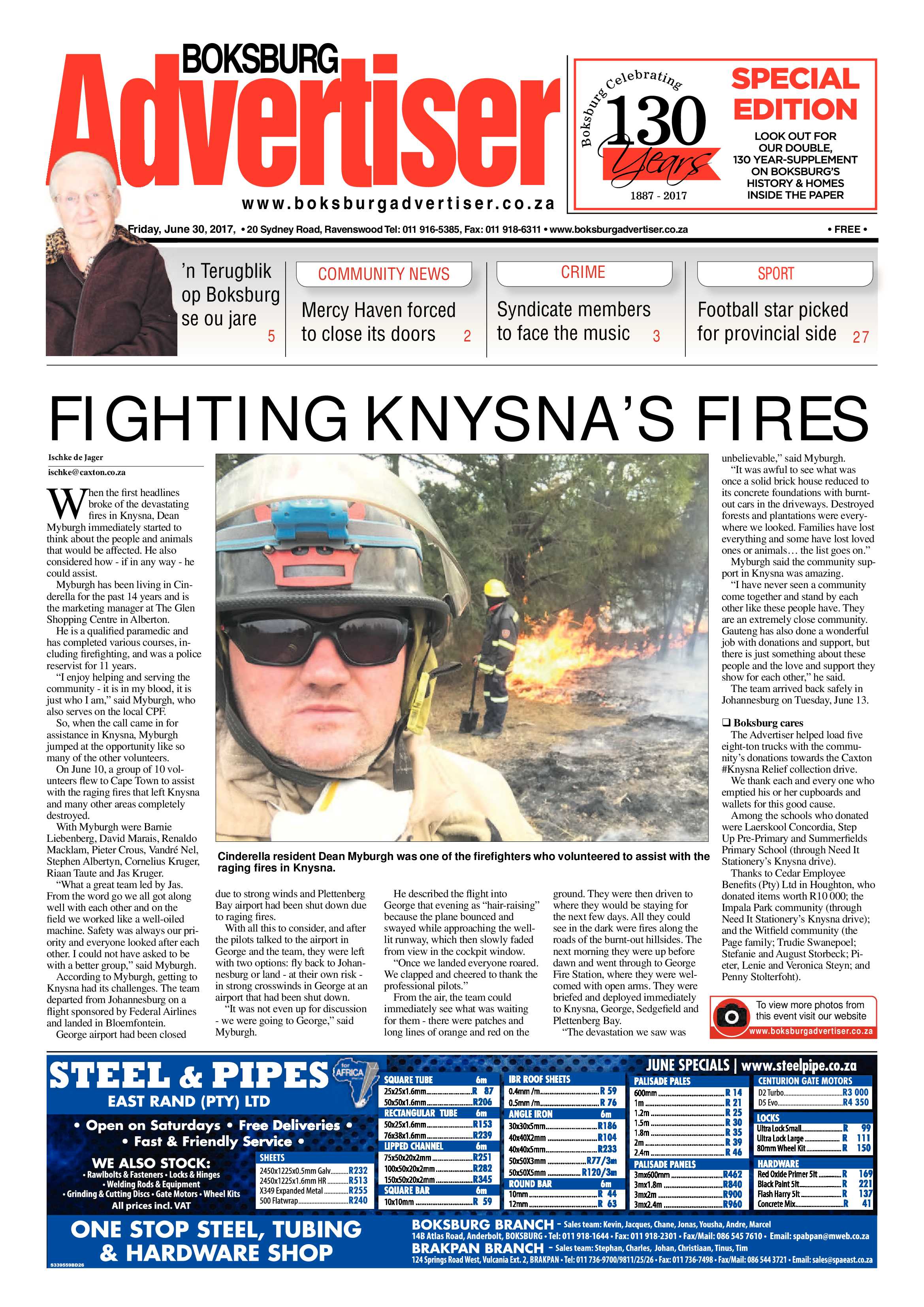Boksburg Advertiser 27 June 2017 page 1