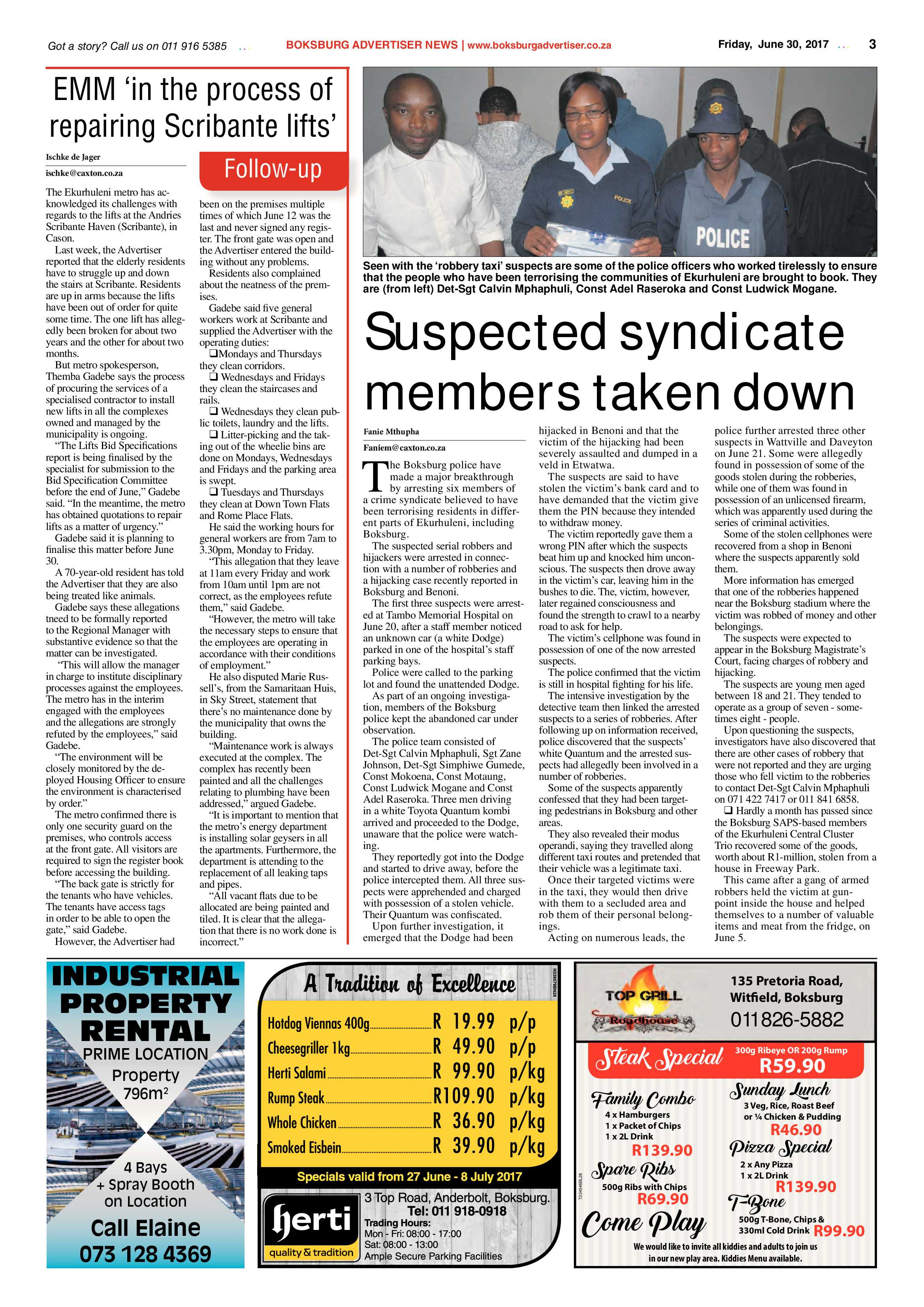 Boksburg Advertiser 27 June 2017 page 3