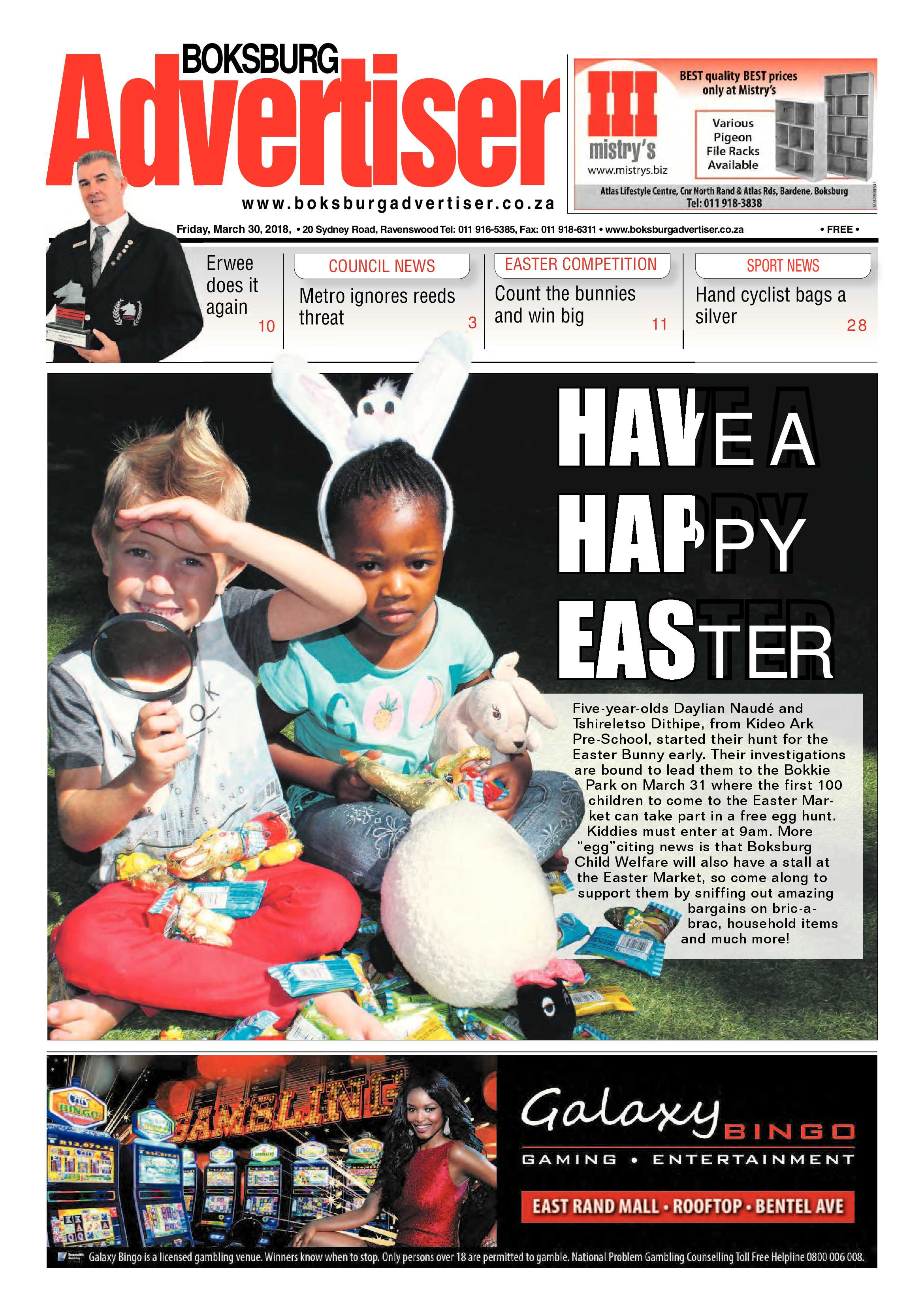 Boksburg Advertiser 27 March 2018 page 1
