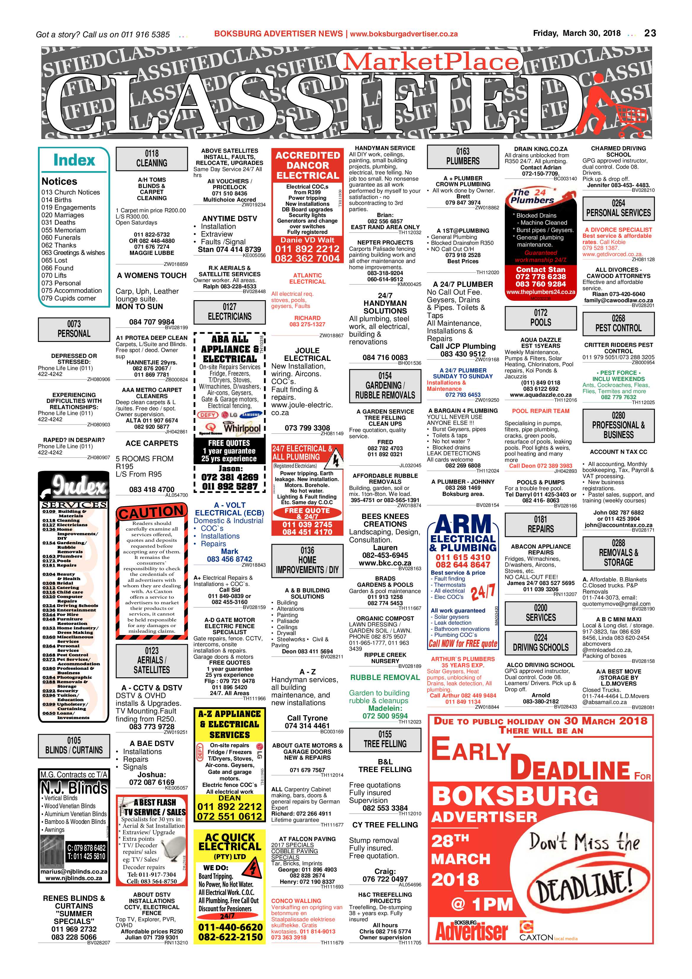 Boksburg Advertiser 27 March 2018 page 23