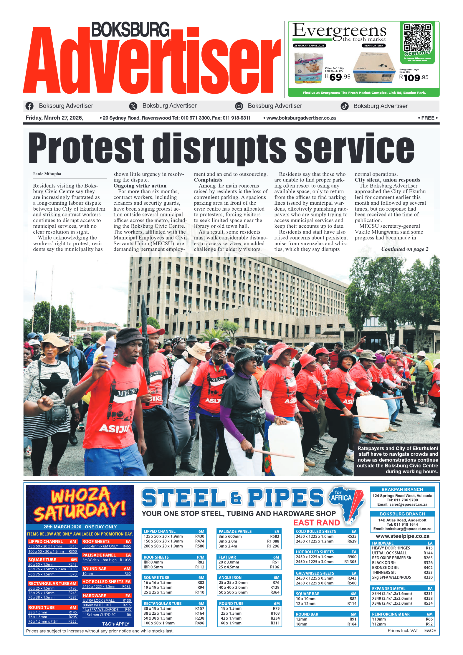 Boksburg Advertiser 27 March 2026 page 1