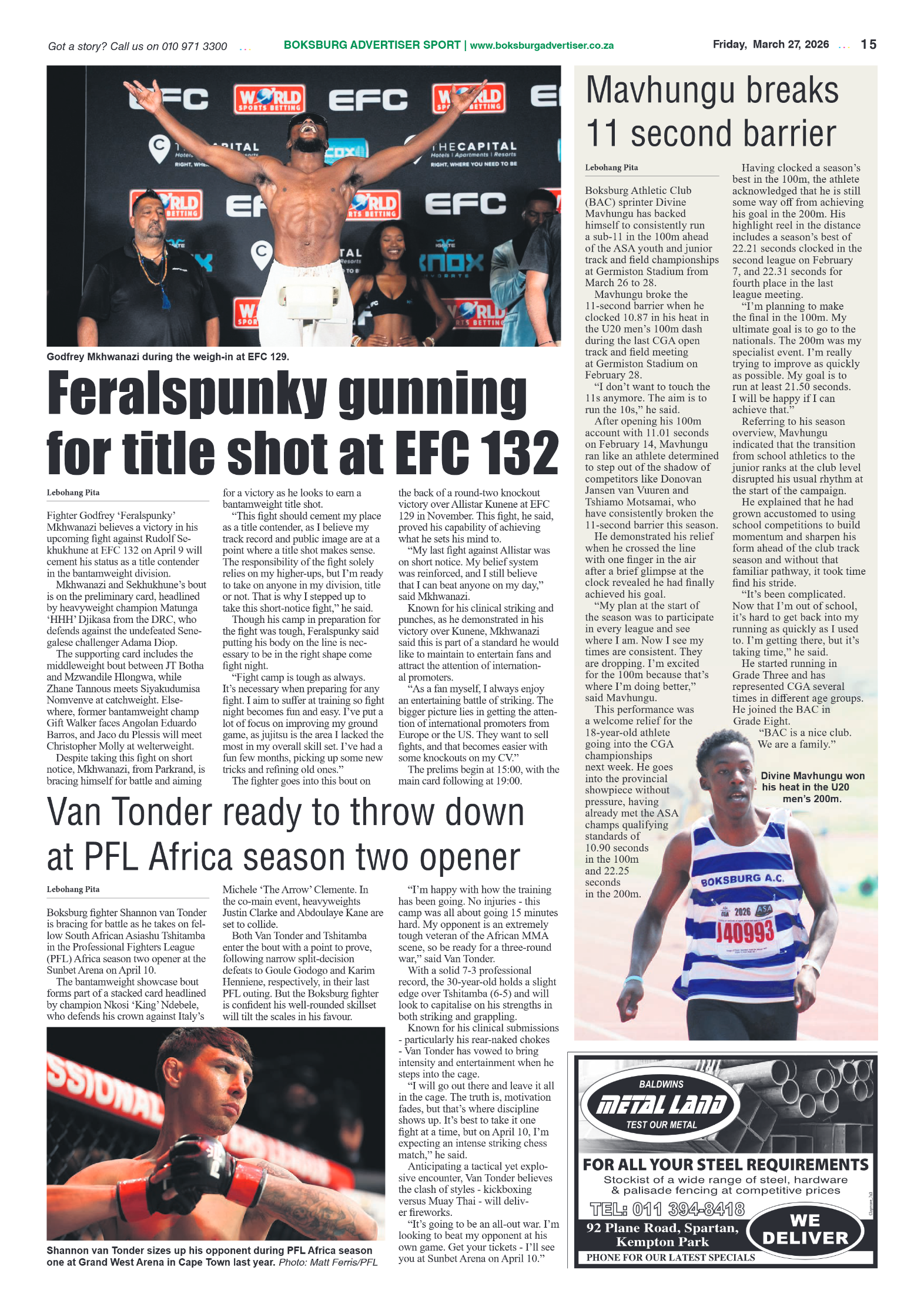 Boksburg Advertiser 27 March 2026 page 15