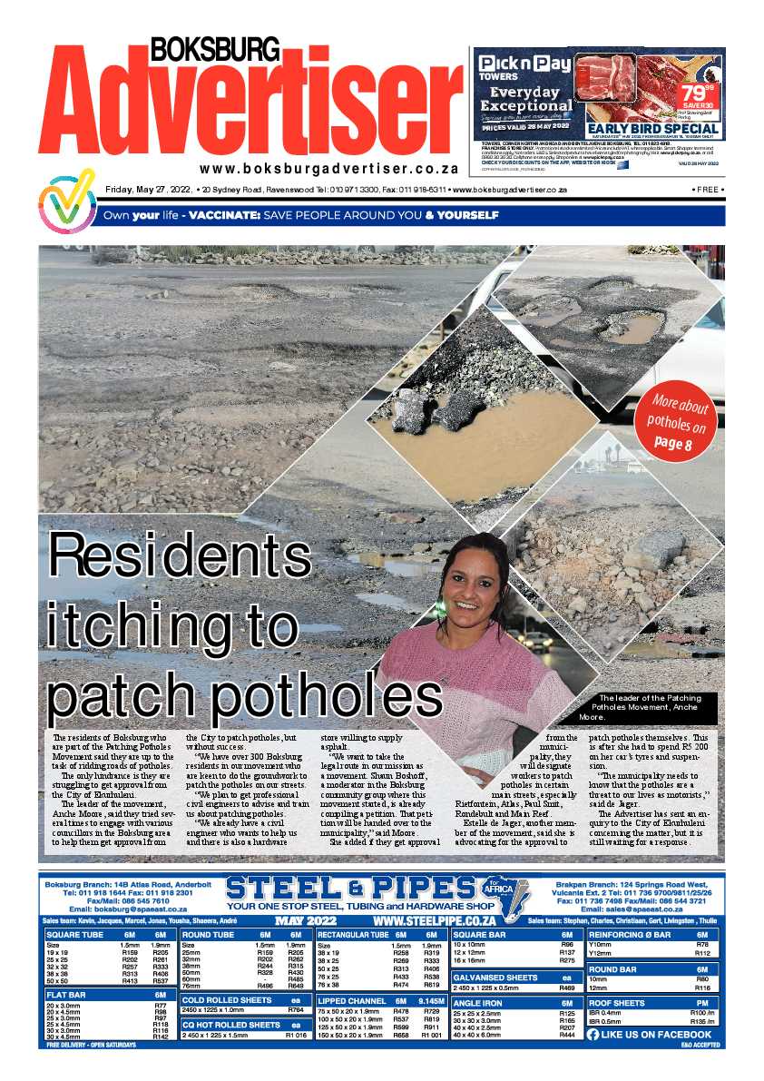 Boksburg Advertiser 27 May 2022 page 1