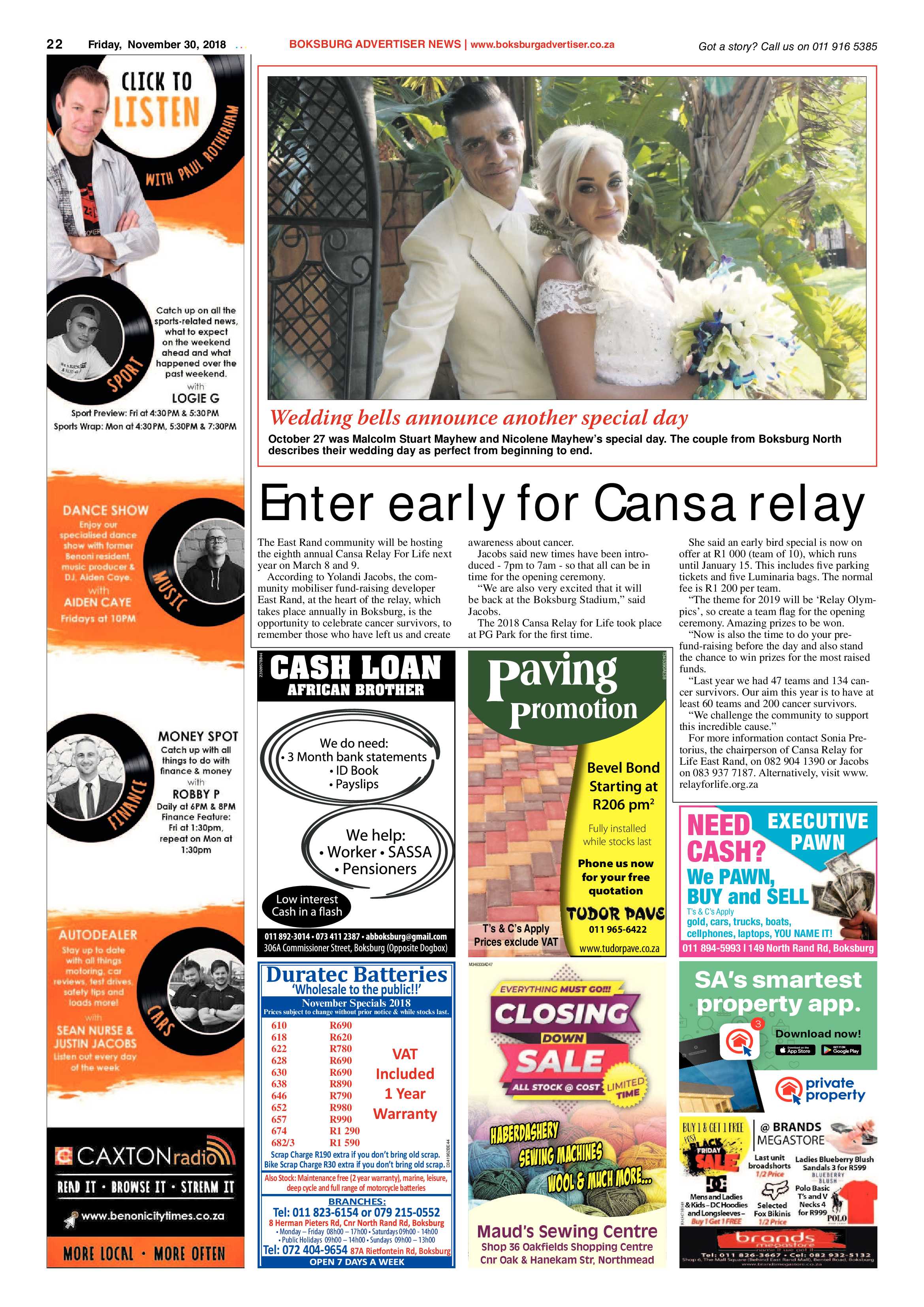 Boksburg Advertiser 27 November 2018 page 22