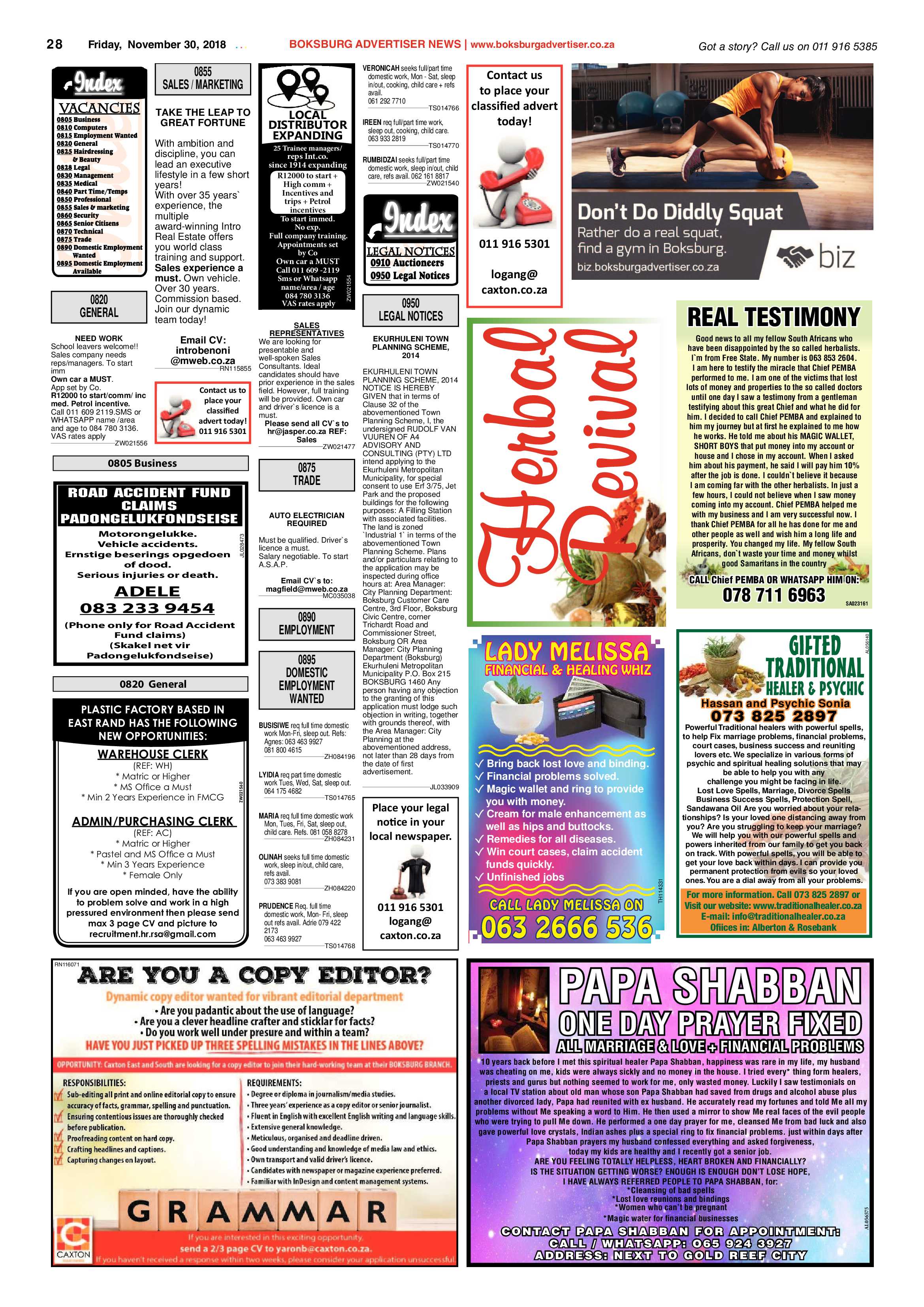 Boksburg Advertiser 27 November 2018 page 28