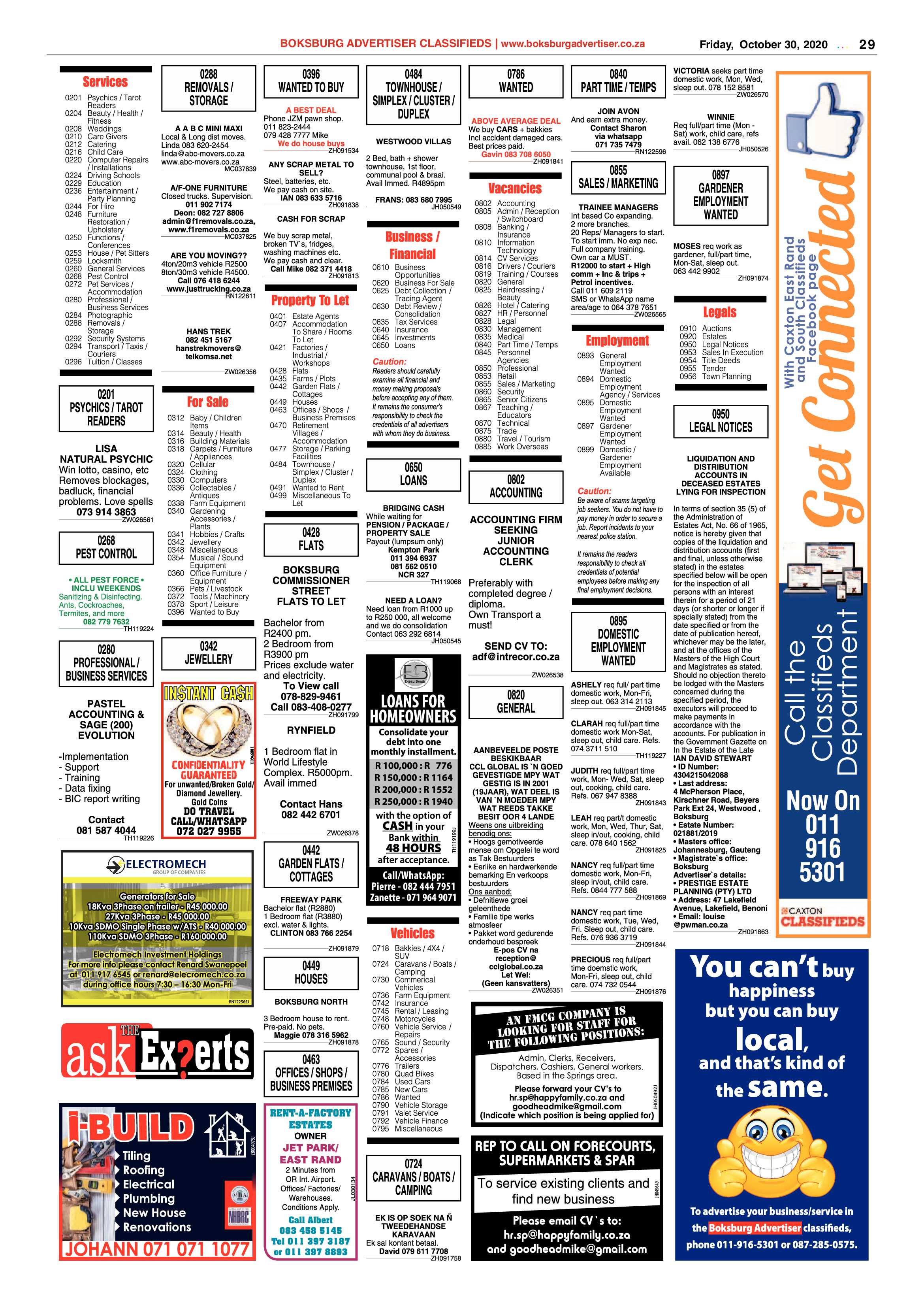 Boksburg Advertiser 27 October  2020 page 29