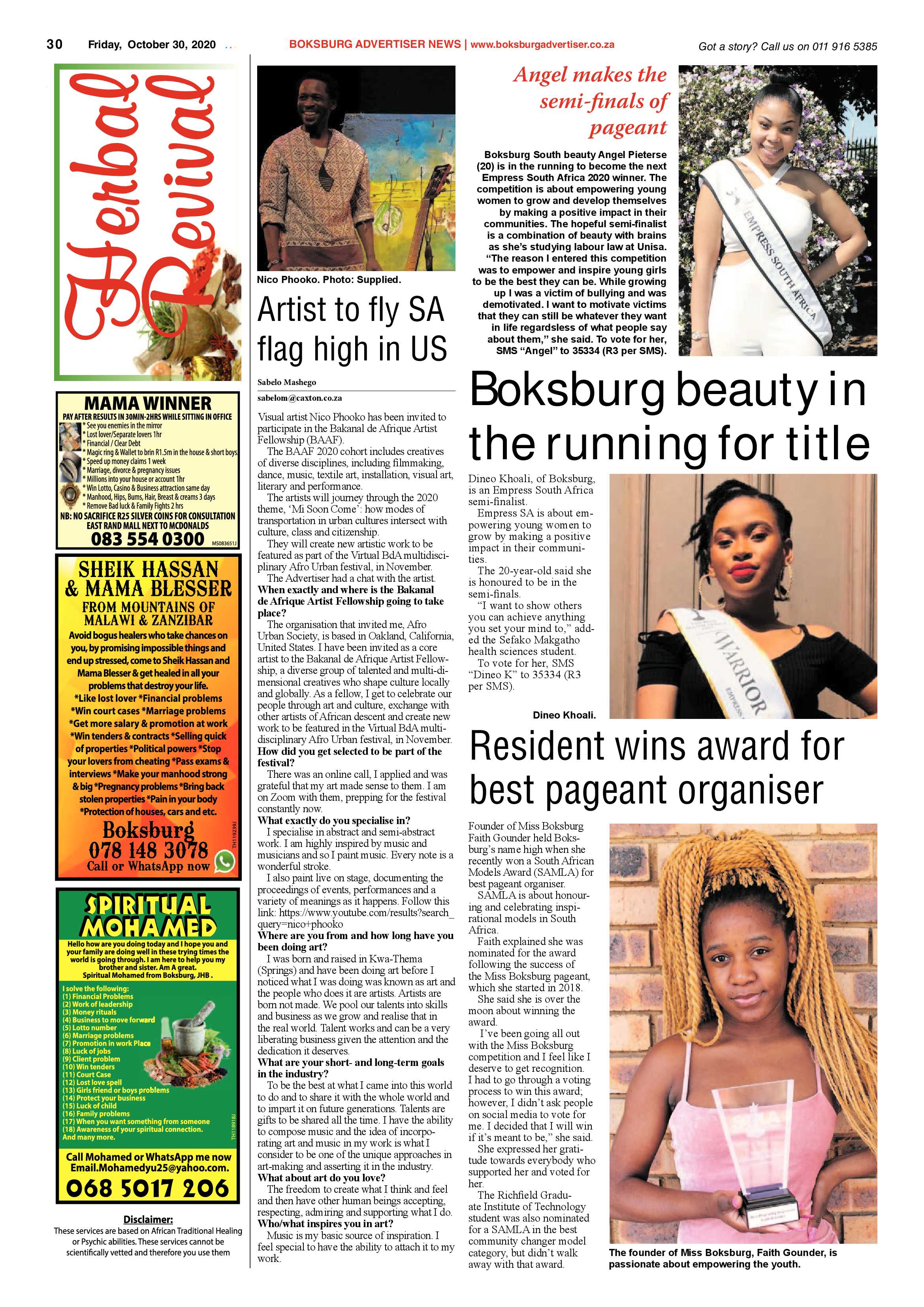 Boksburg Advertiser 27 October  2020 page 30