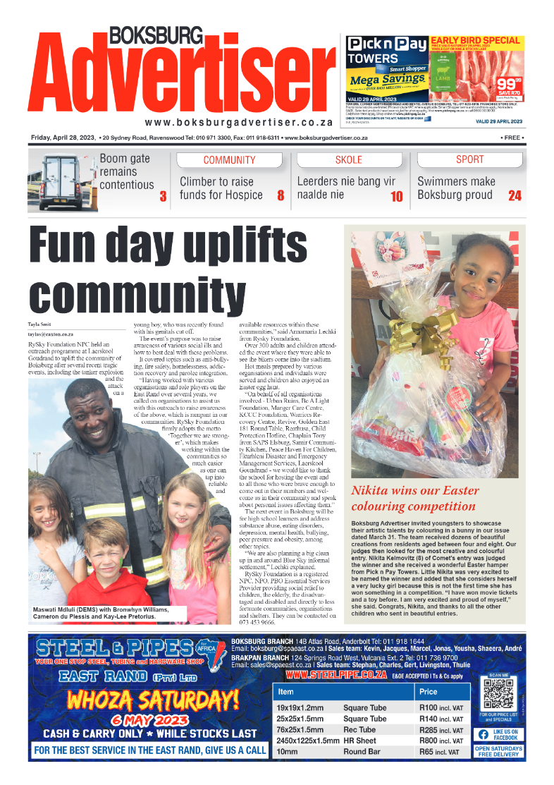 Boksburg Advertiser 28 April 2023 page 1