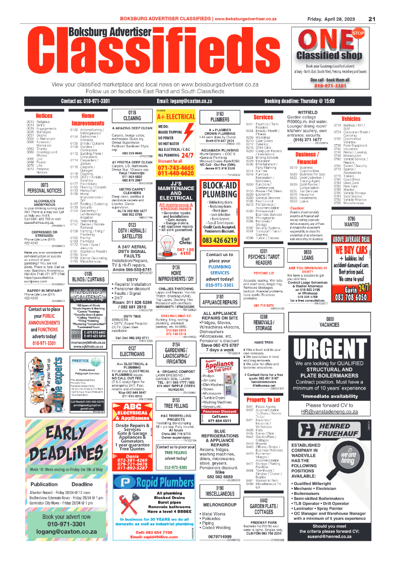 Boksburg Advertiser 28 April 2023 page 21
