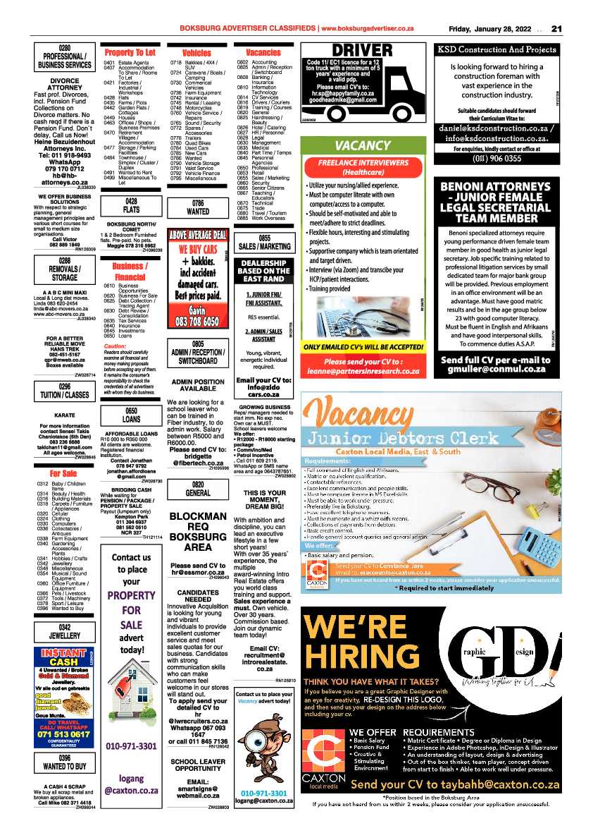 Boksburg Advertiser 28 January 2022 page 21