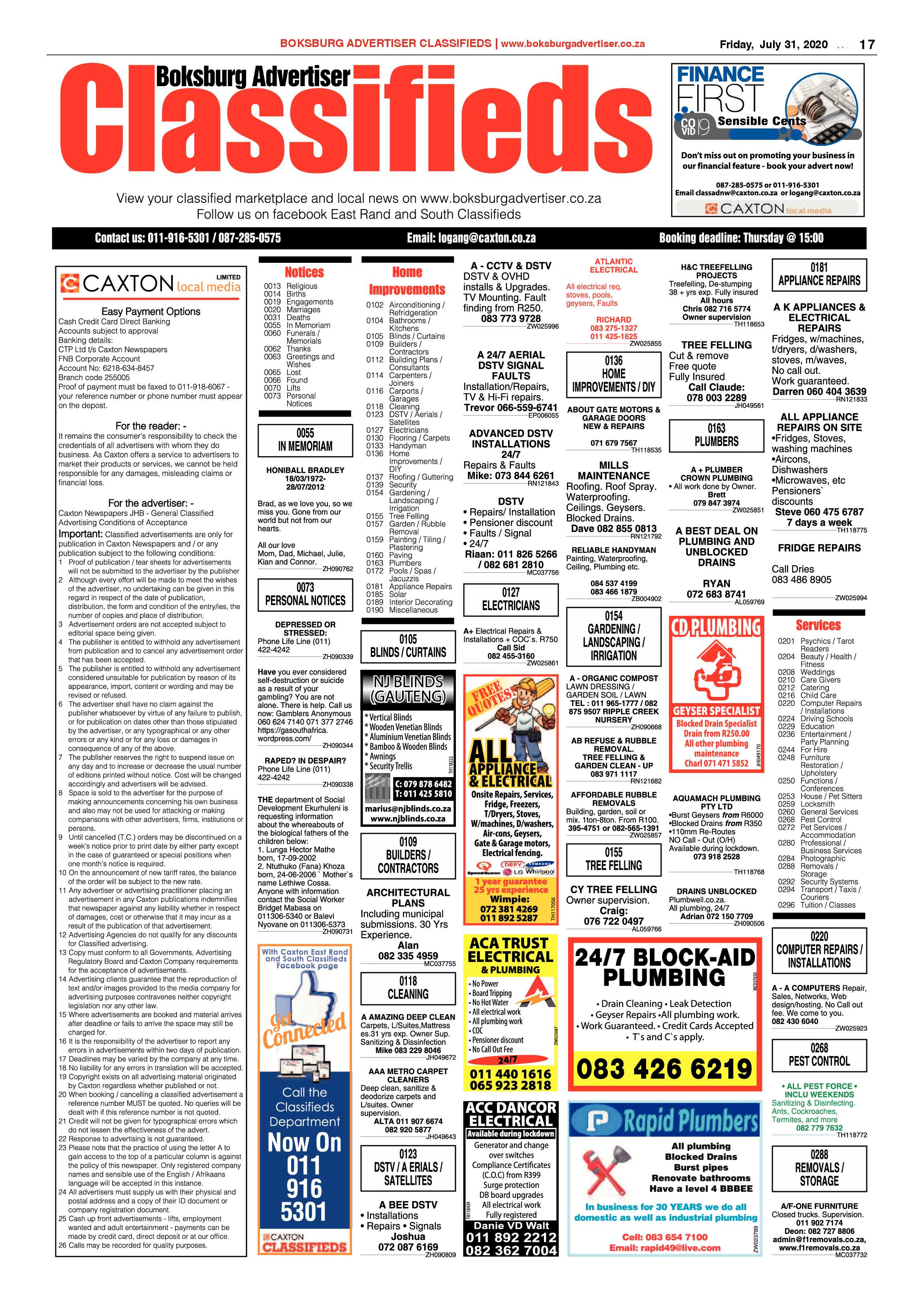 Boksburg Advertiser 28 July 2020 page 17