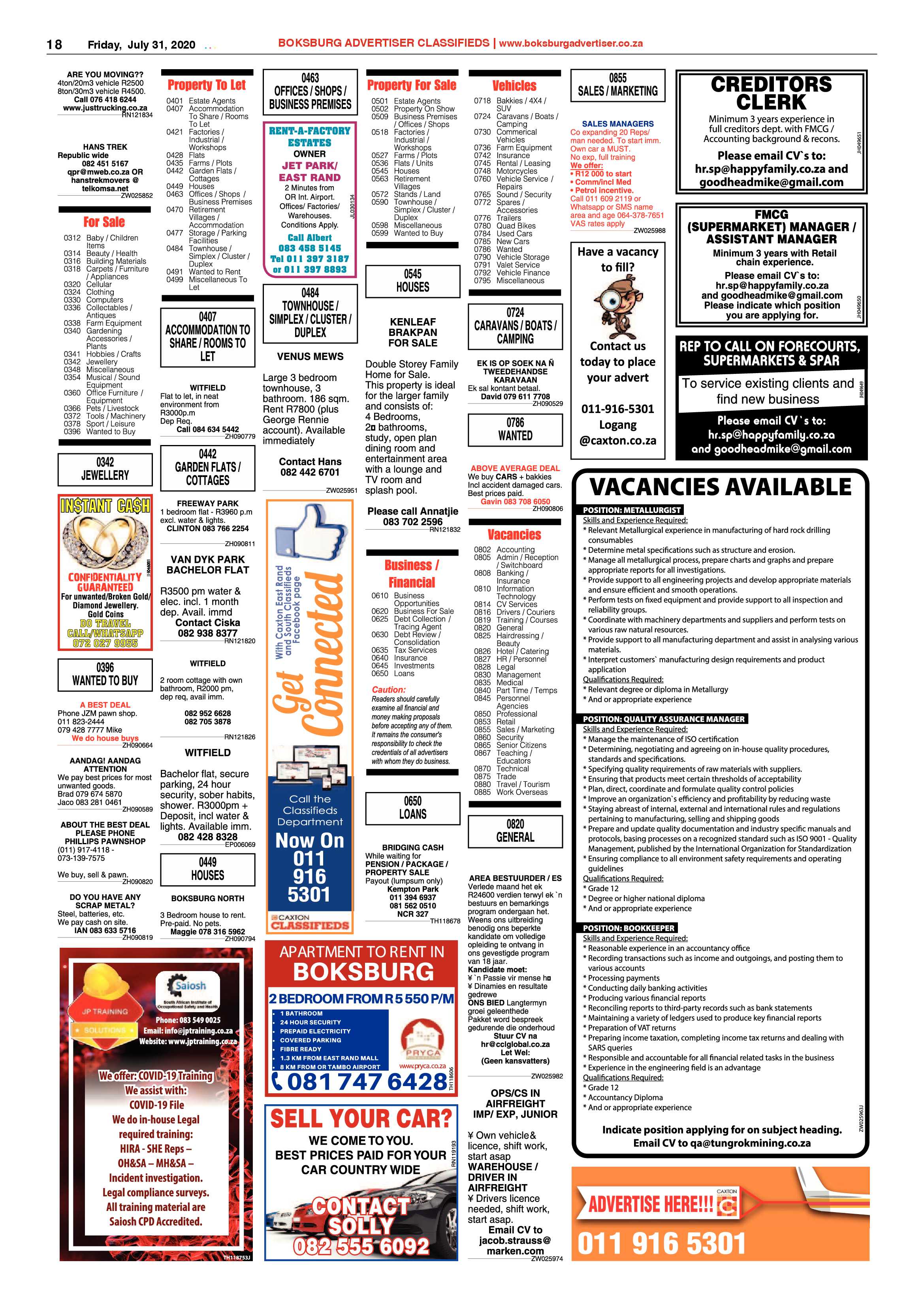 Boksburg Advertiser 28 July 2020 page 18