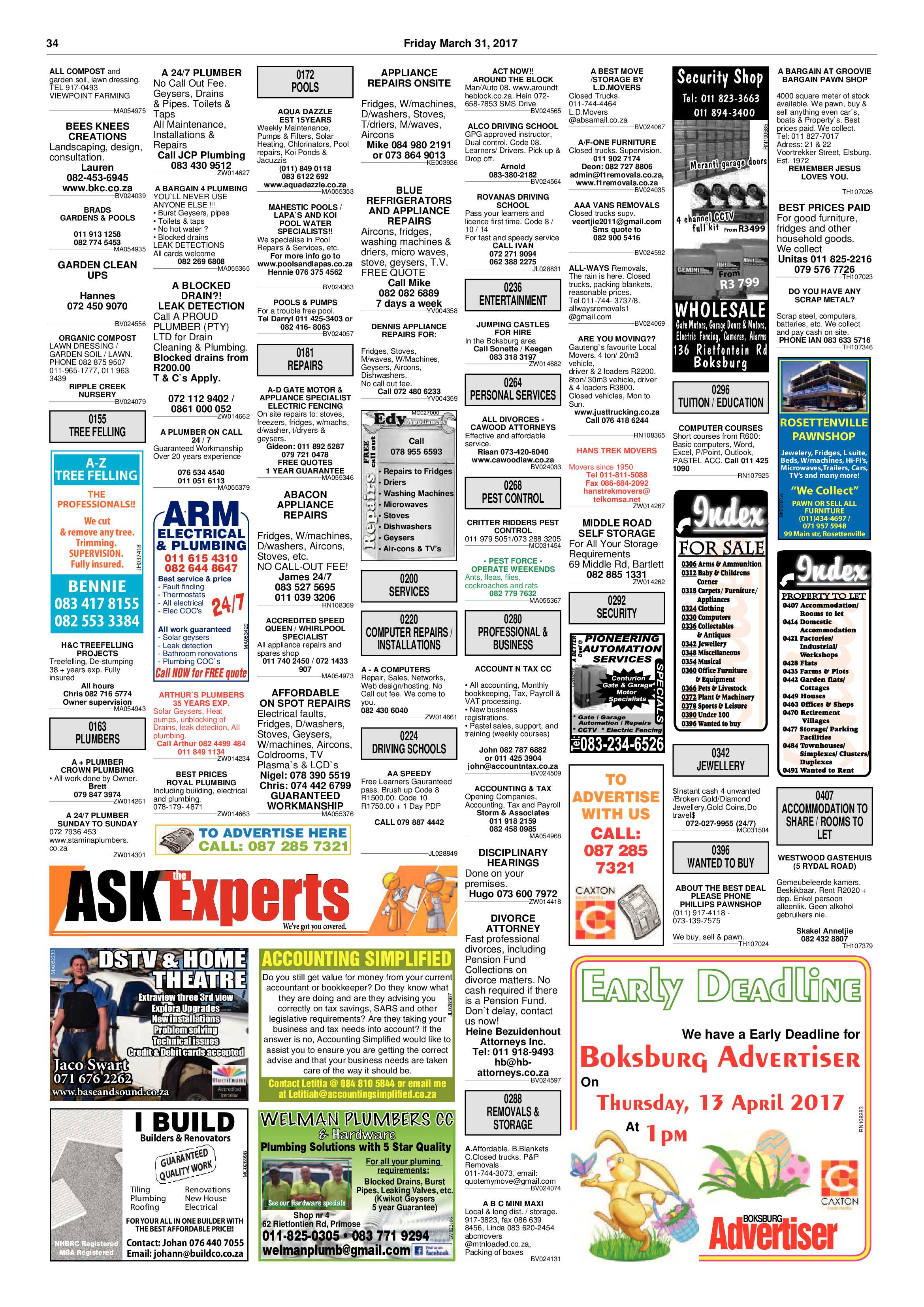 Boksburg Advertiser 28 March 2017 page 34