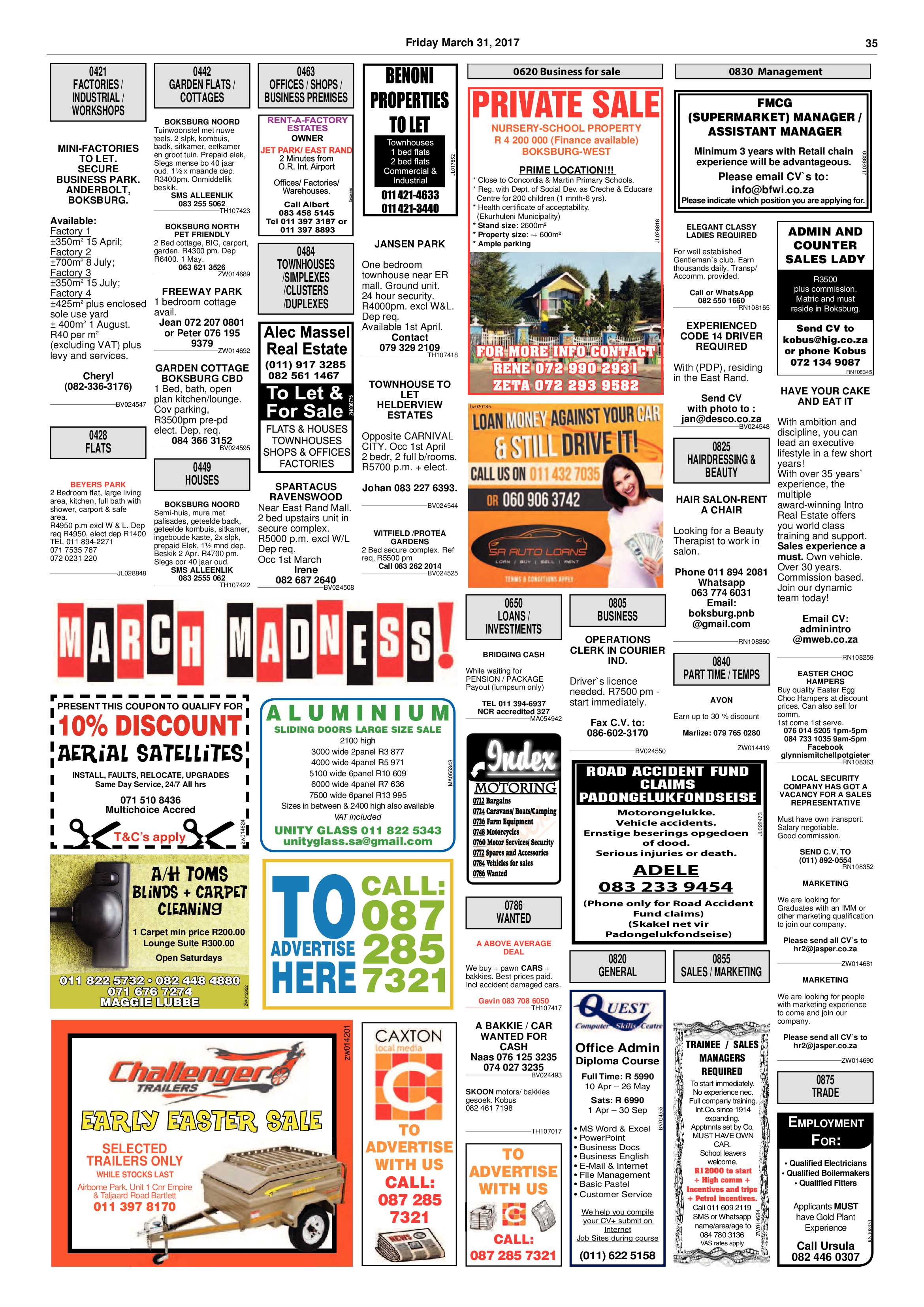 Boksburg Advertiser 28 March 2017 page 35