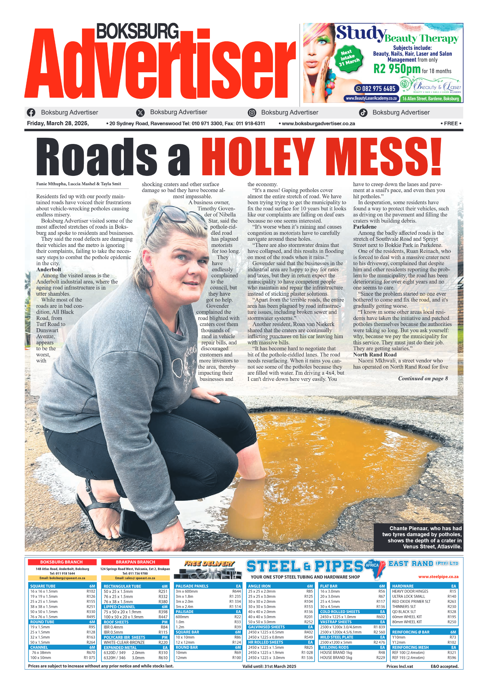 Boksburg Advertiser 28 March 2025 page 1
