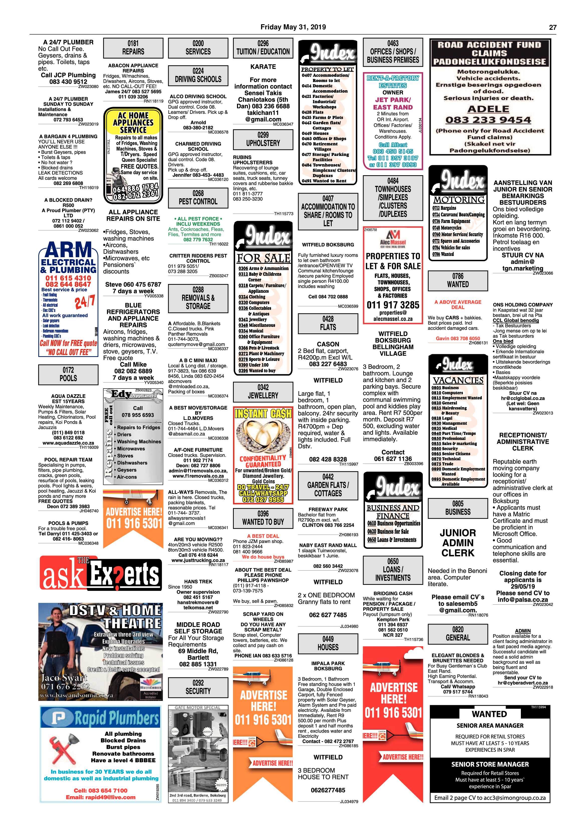 Boksburg Advertiser 28 May 2019 page 27