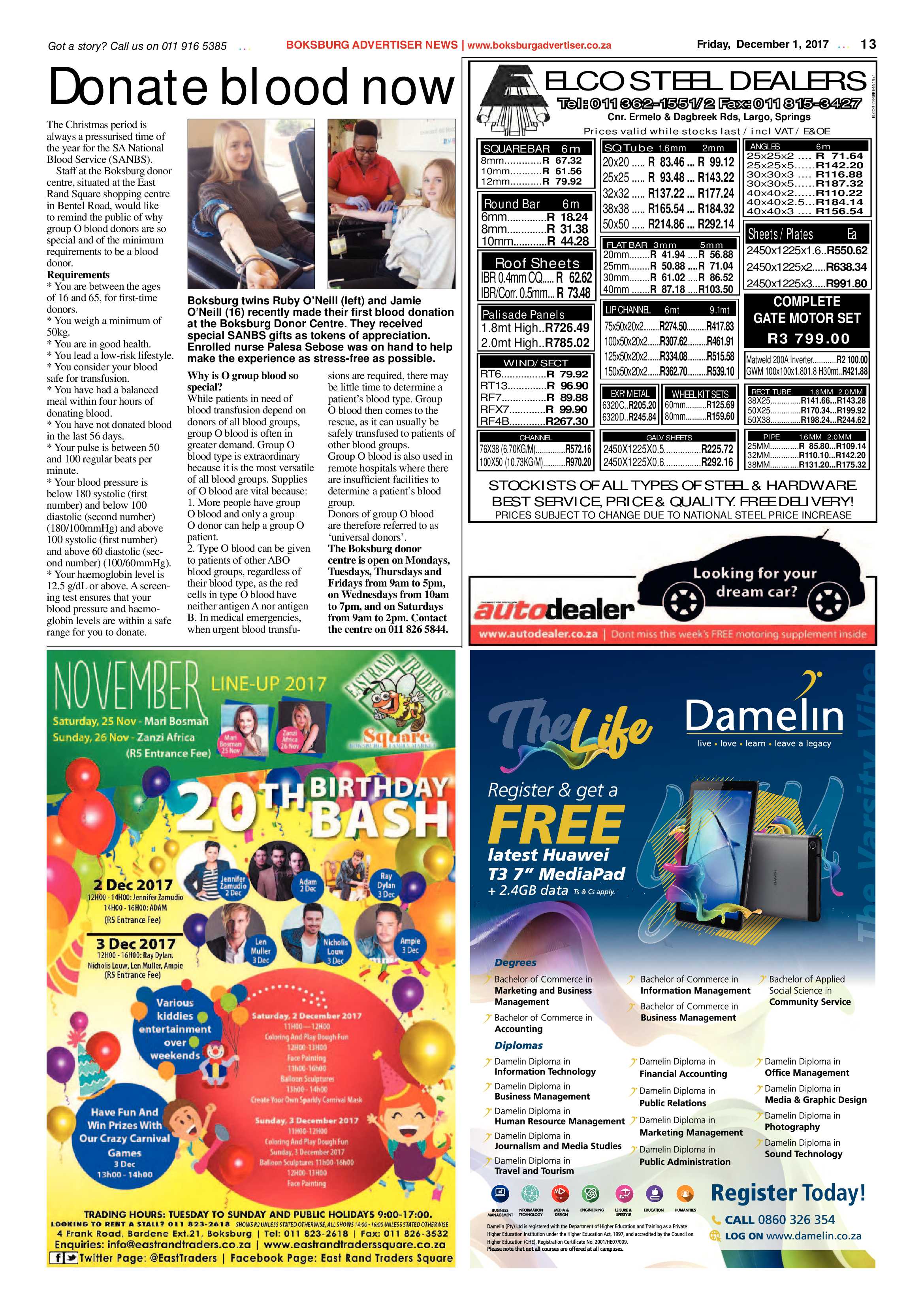 Boksburg Advertiser 28 November 2017 page 13
