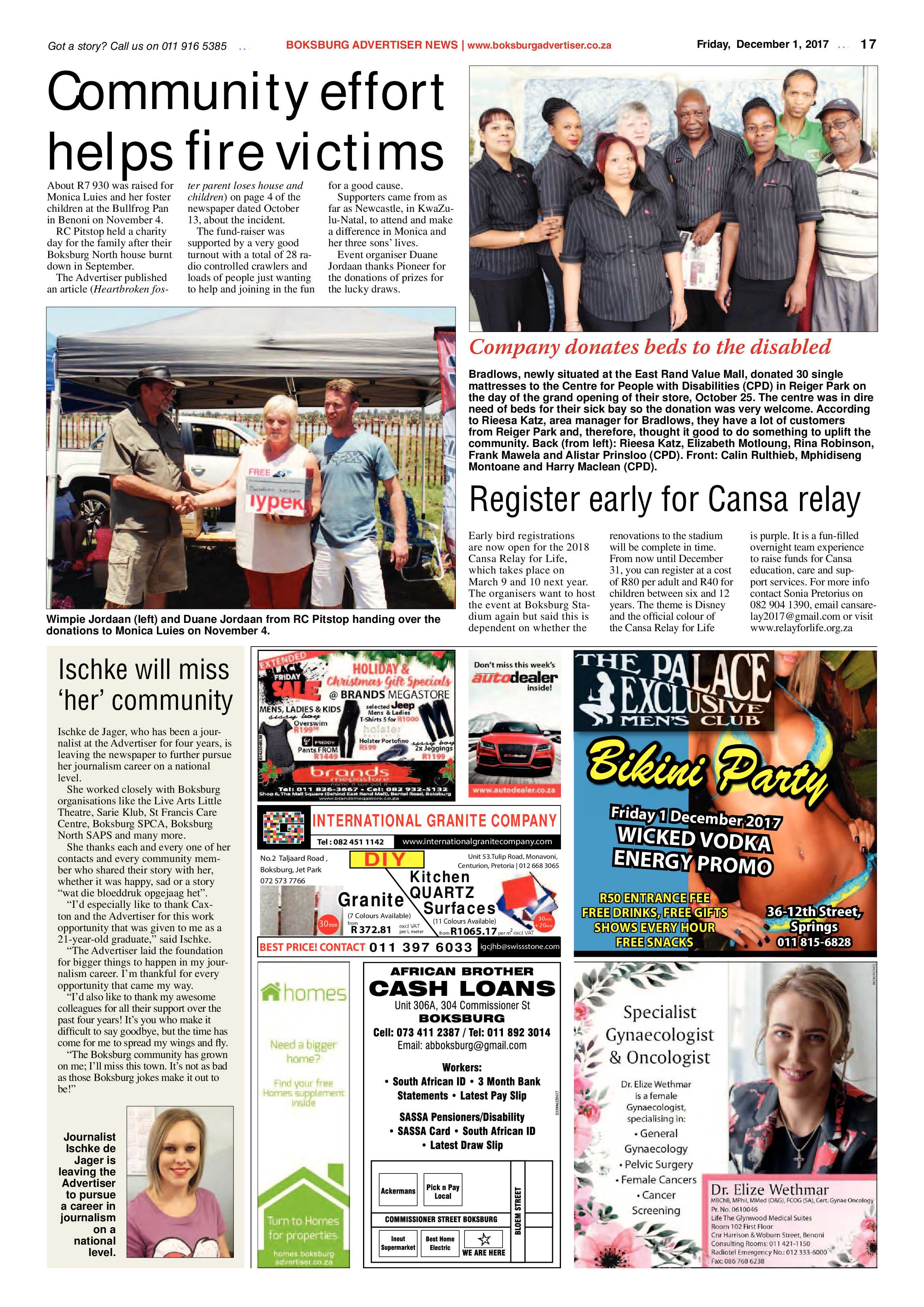 Boksburg Advertiser 28 November 2017 page 17