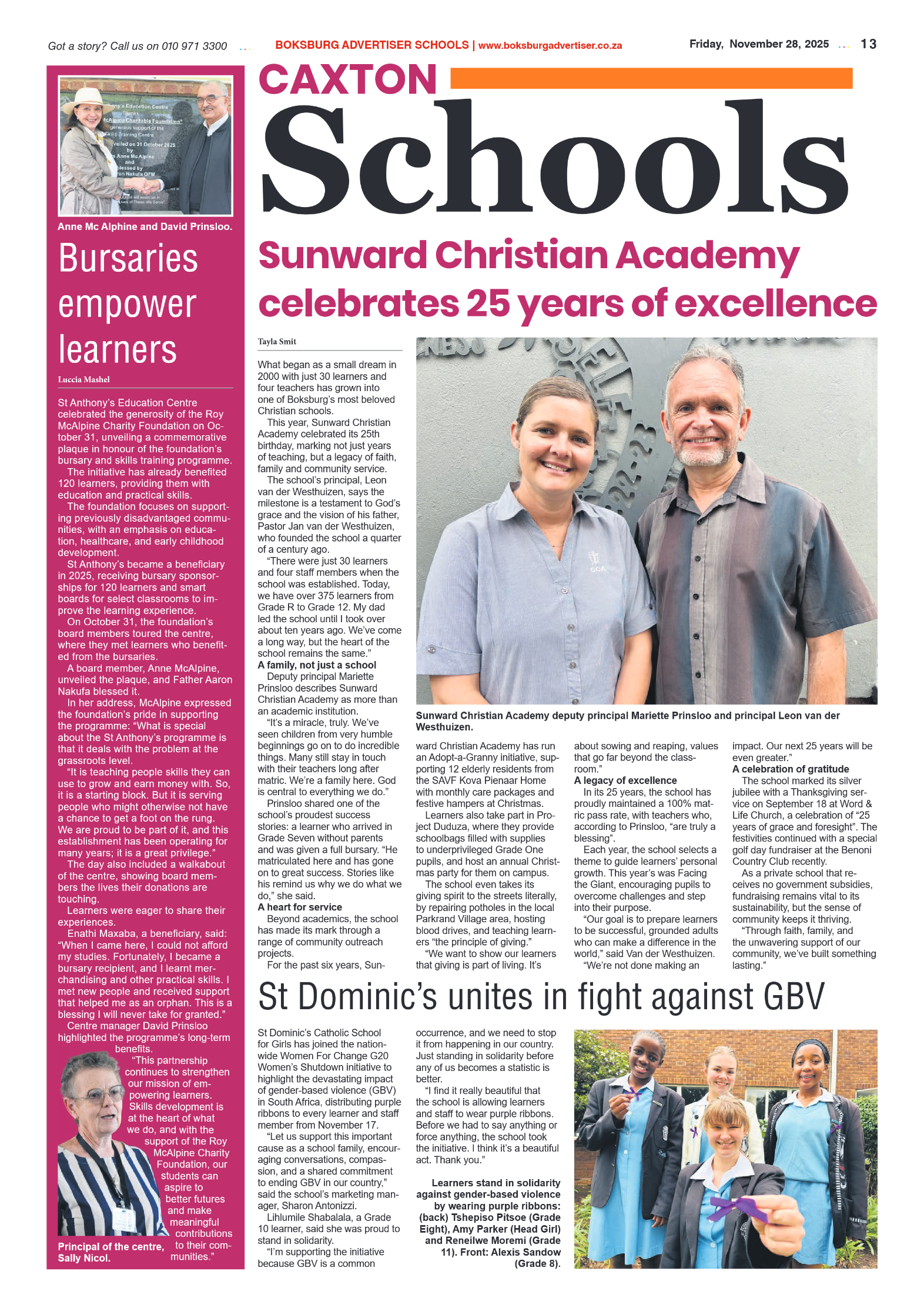 Boksburg Advertiser 28 November 2025 page 13