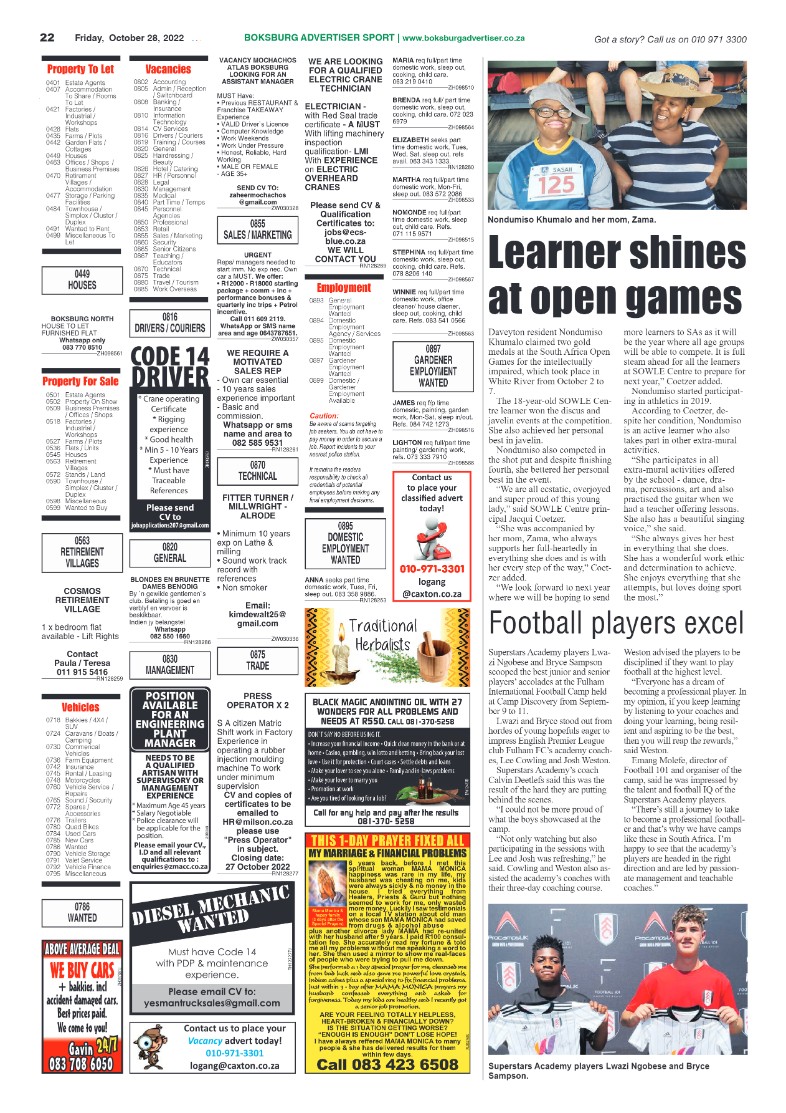 Boksburg Advertiser 28 October 2022 page 22