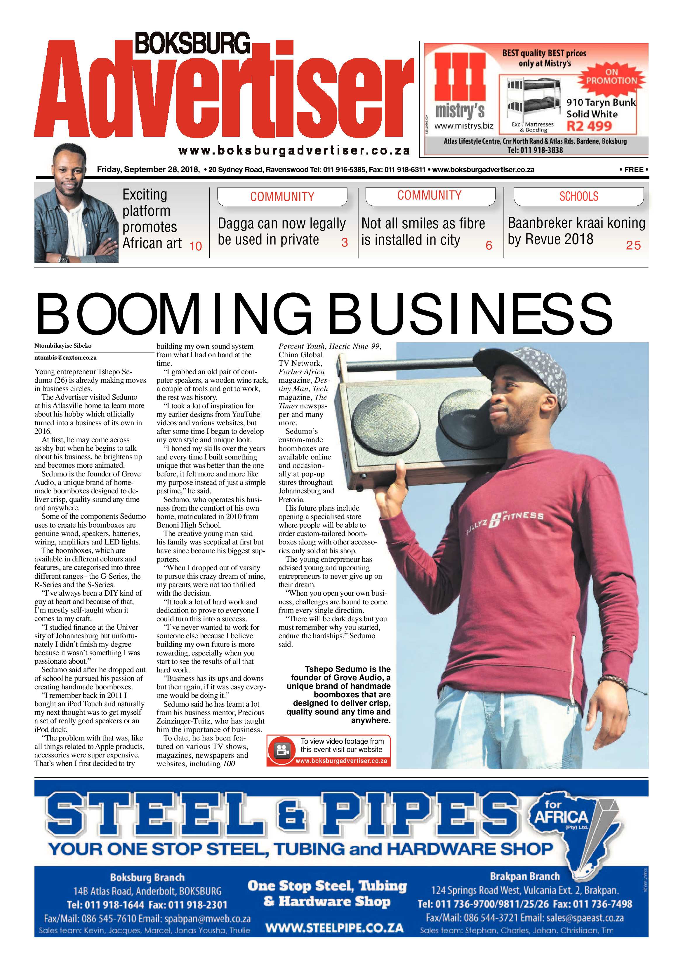 Boksburg Advertiser 25 September 2018 page 1