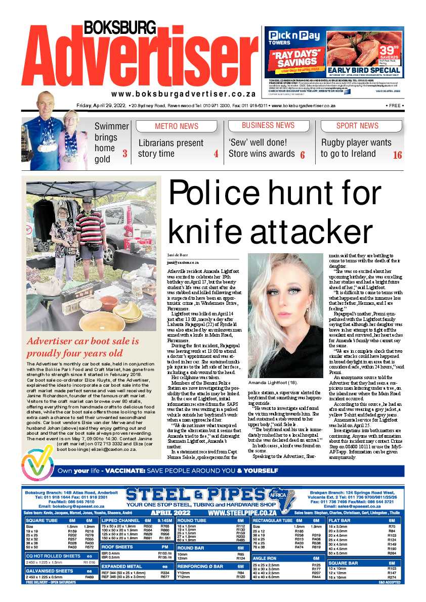 Boksburg Advertiser 29 April 2022 page 1