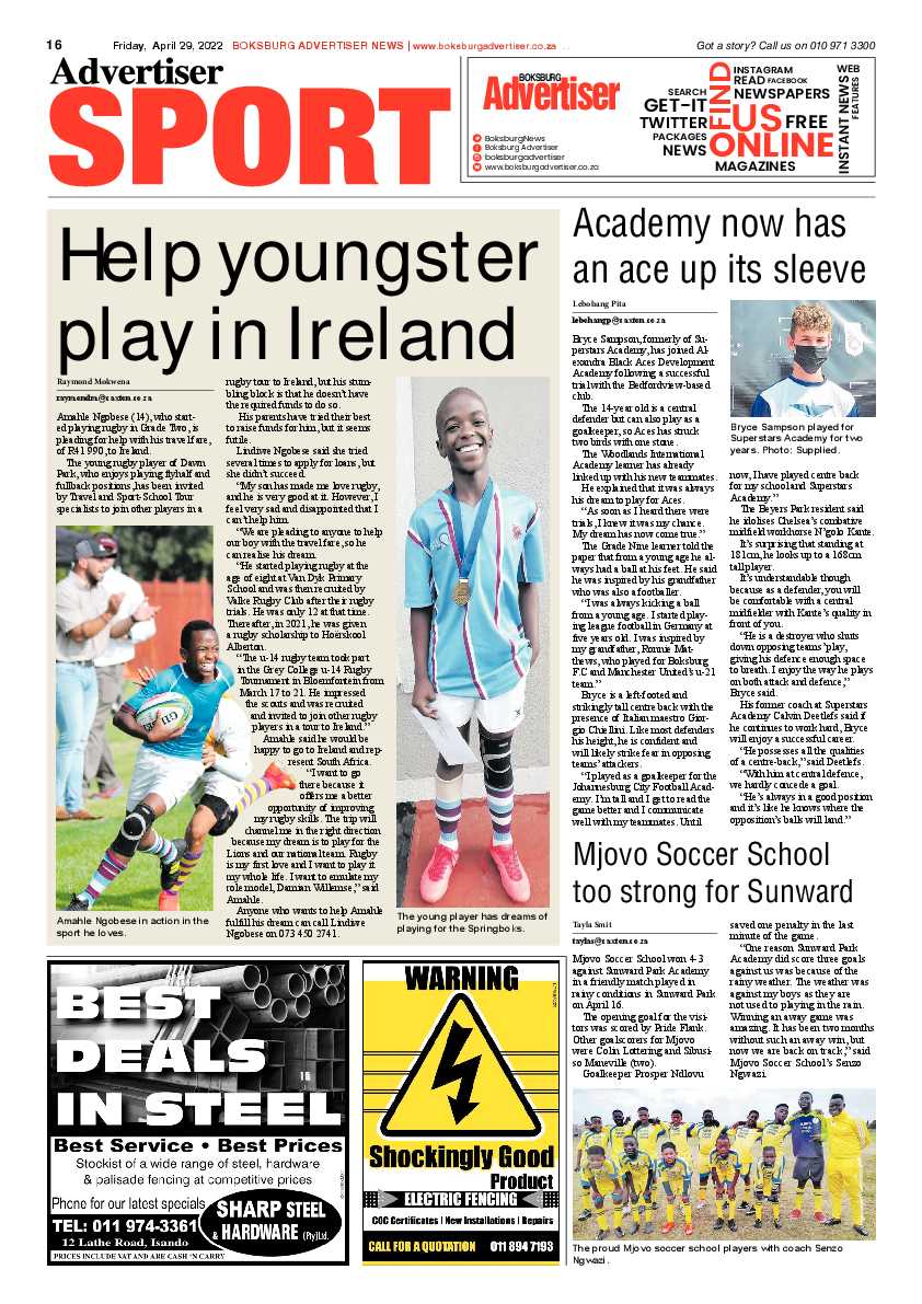 Boksburg Advertiser 29 April 2022 page 16