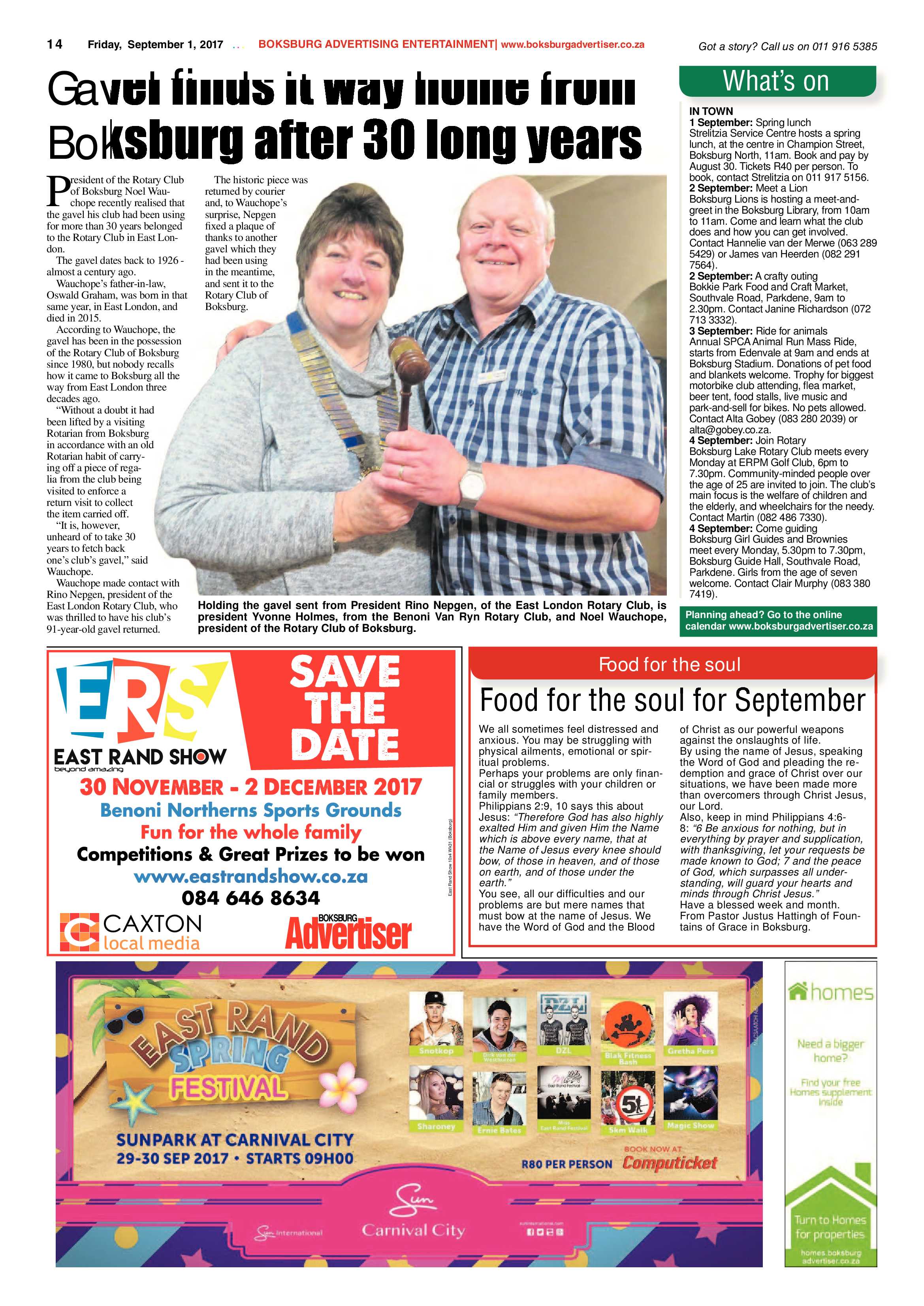 Boksburg Advertiser 29 August 2017 page 14