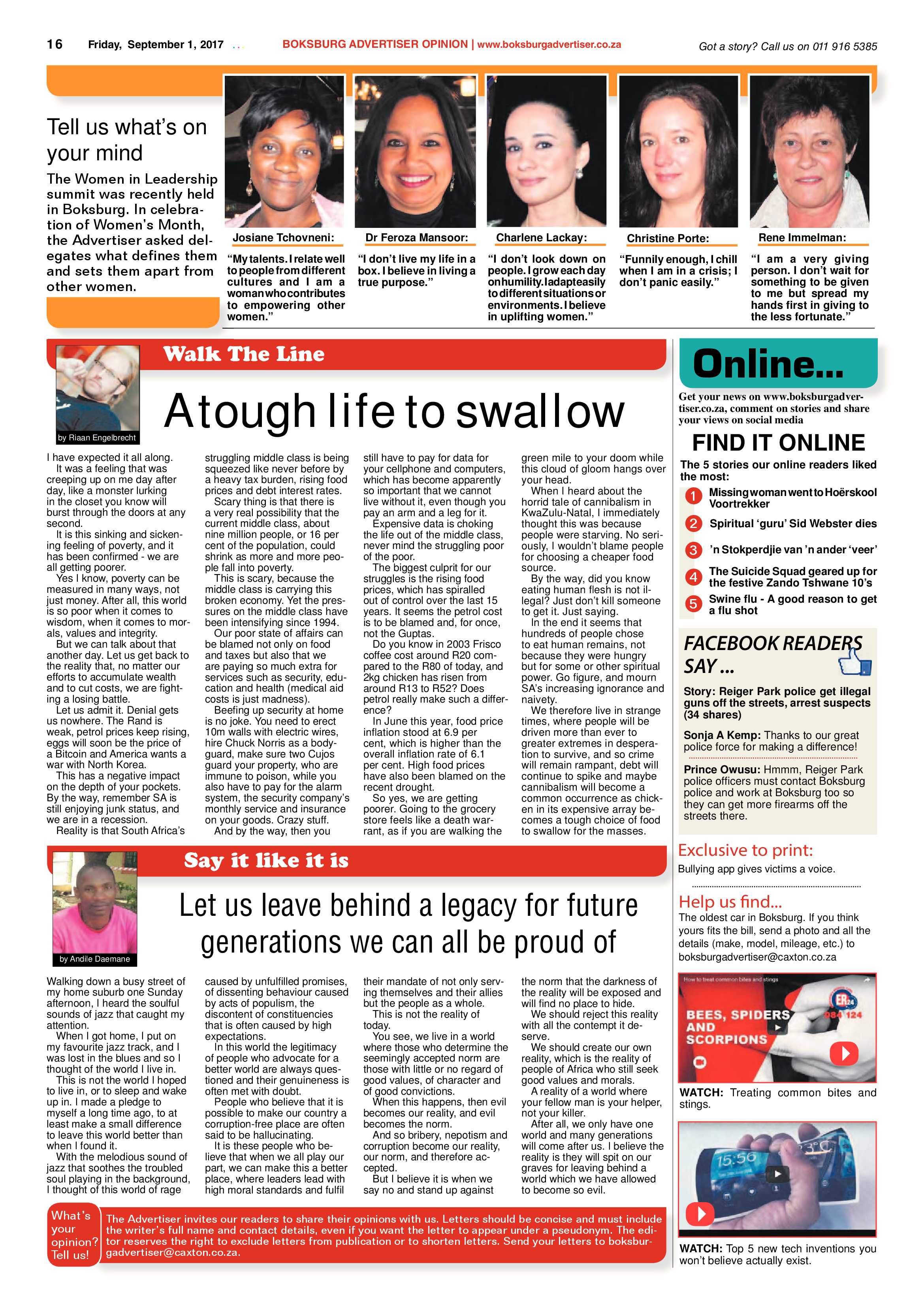Boksburg Advertiser 29 August 2017 page 16