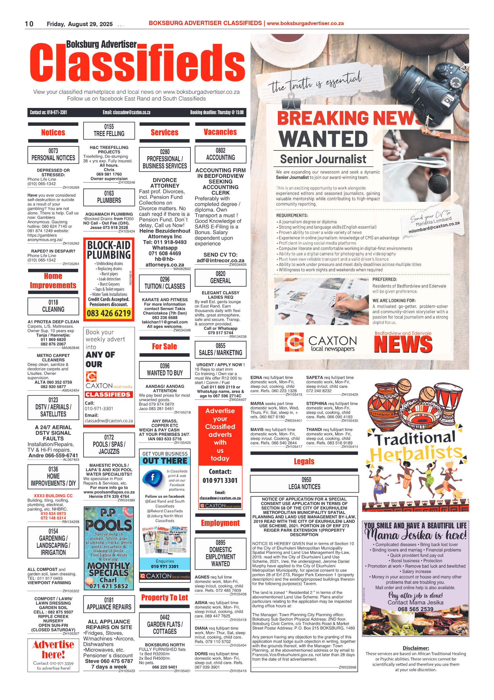 Boksburg Advertiser 29 August 2025 page 10