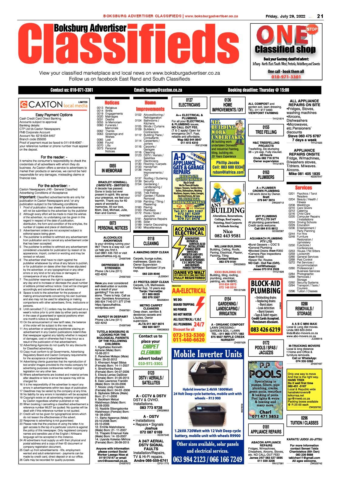 Boksburg Advertiser 29 July 2022 page 21