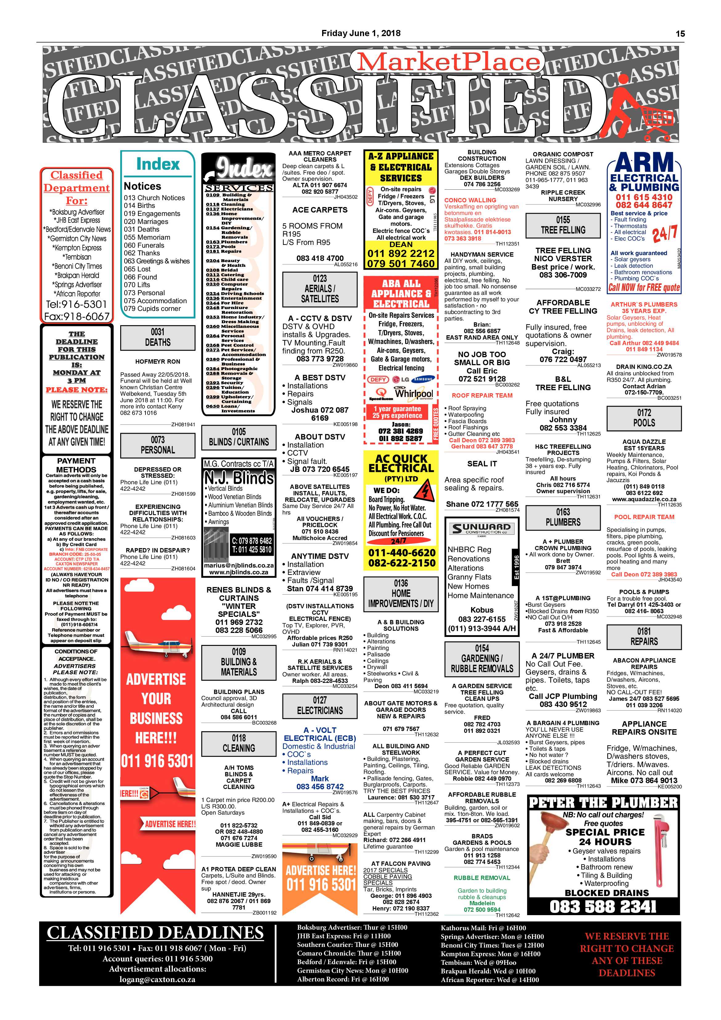 Boksburg Advertiser 29 May 2018 page 15