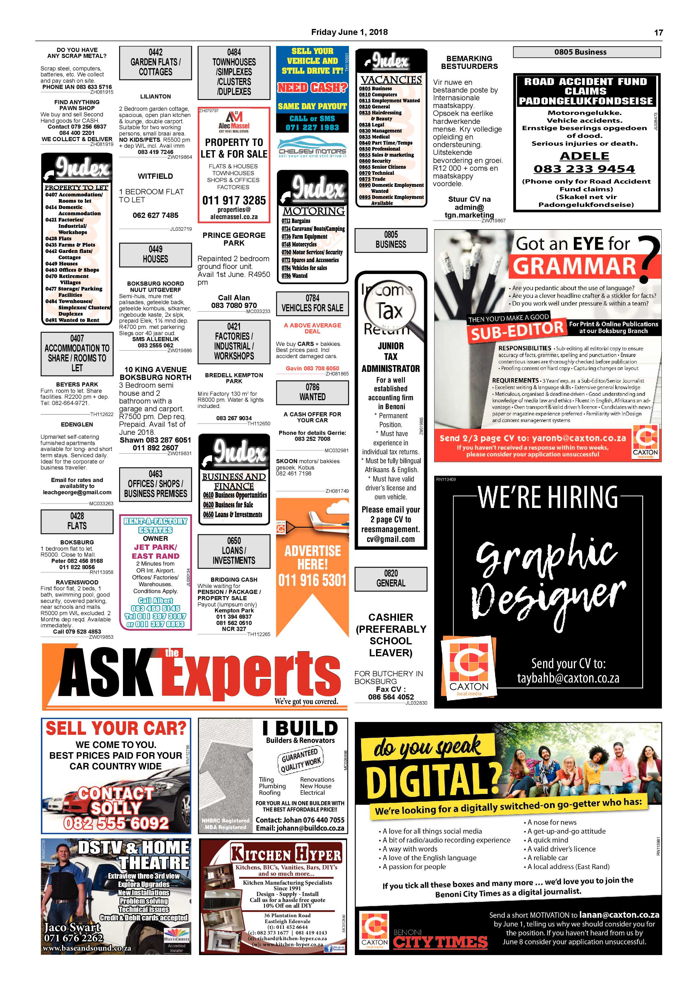 Boksburg Advertiser 29 May 2018 page 17