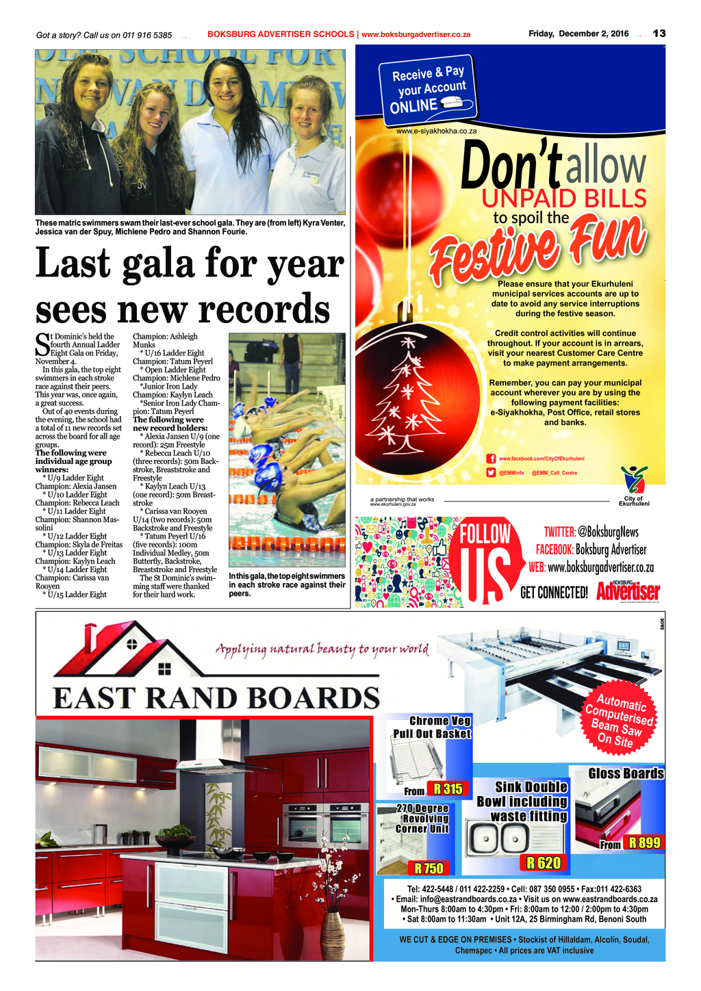 Boksburg Advertiser 29 November 2016 page 13