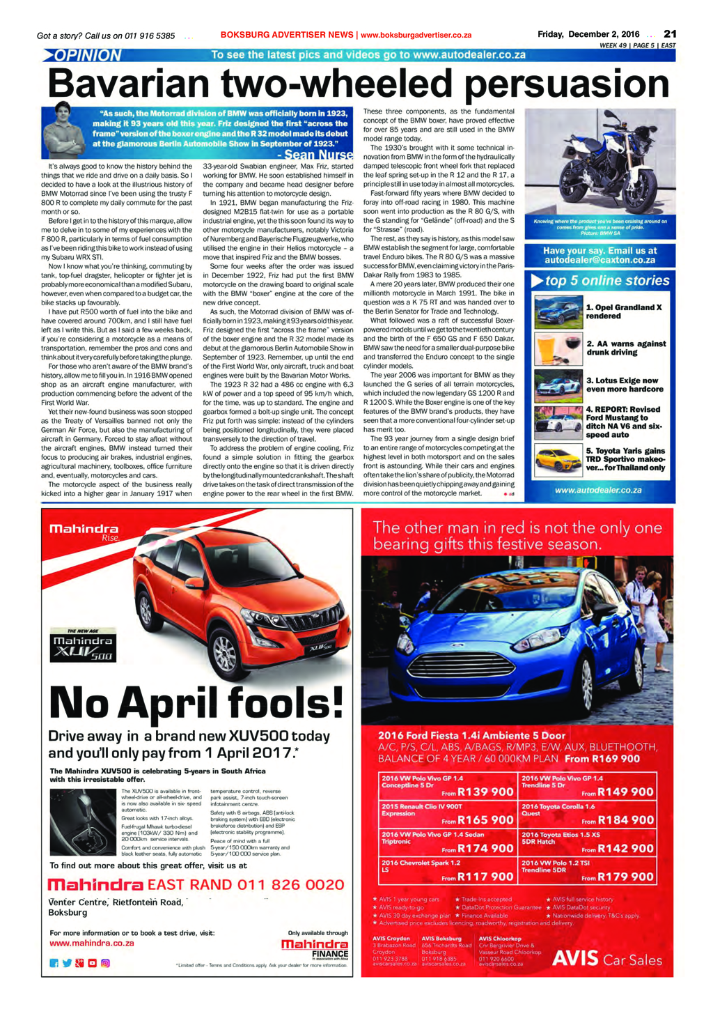 Boksburg Advertiser 29 November 2016 page 21
