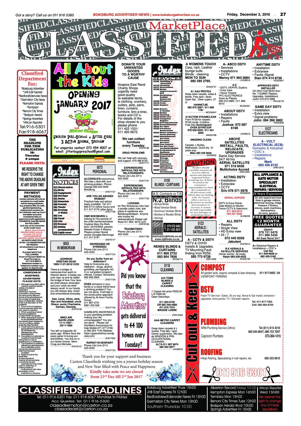 Boksburg Advertiser 29 November 2016 page 27