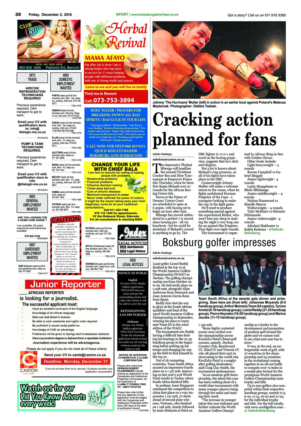 Boksburg Advertiser 29 November 2016 page 30