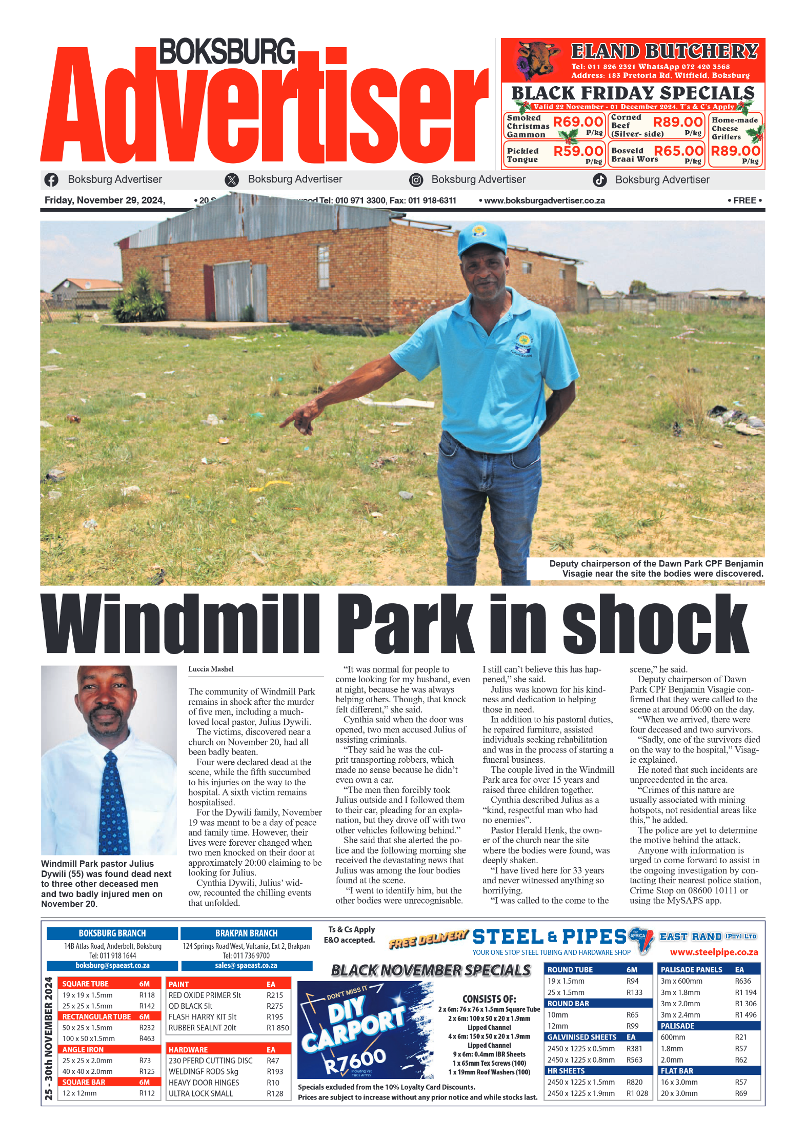 Boksburg Advertiser 29 November 2024 page 1