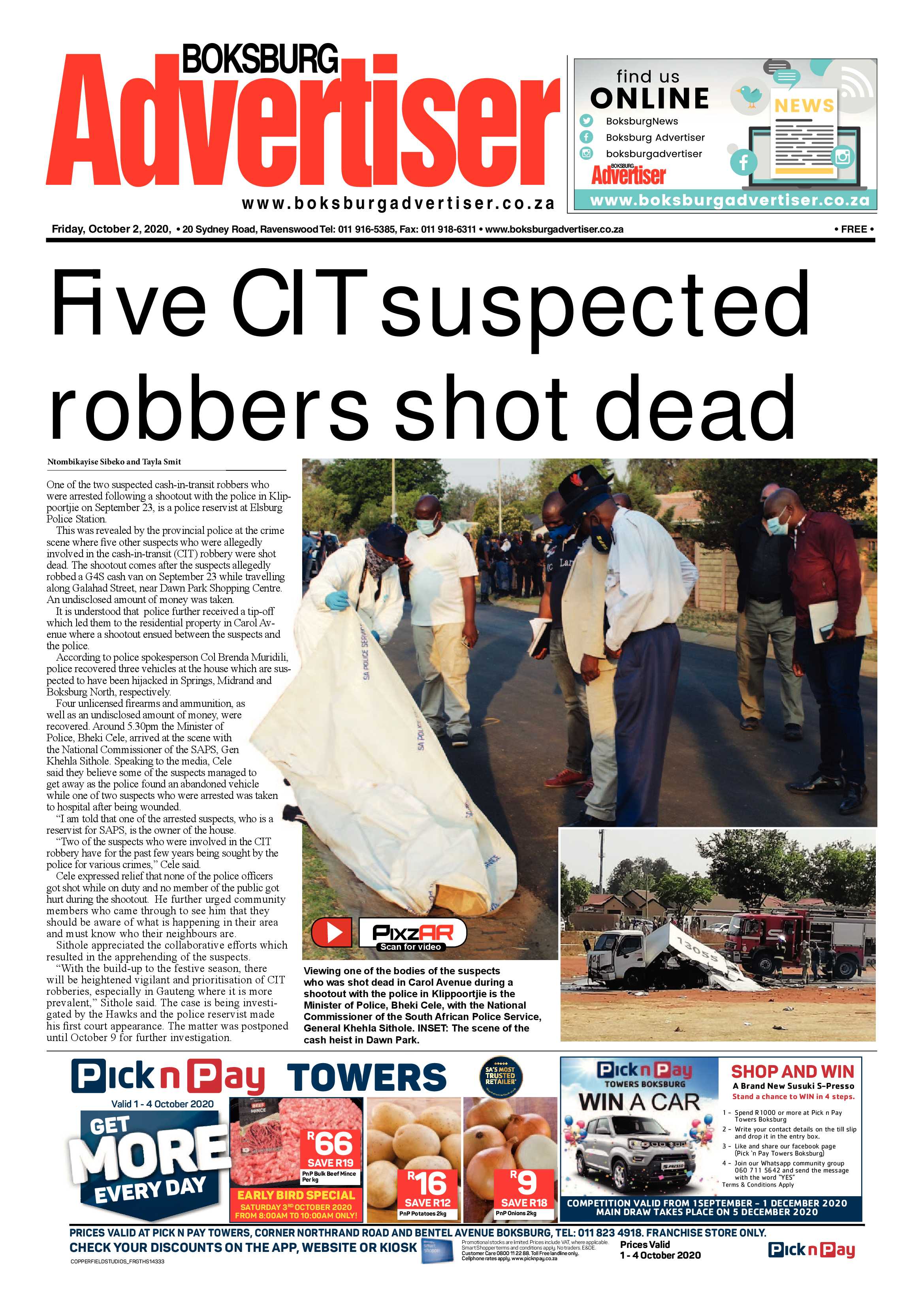 Boksburg Advertiser 29 September 2020 page 1