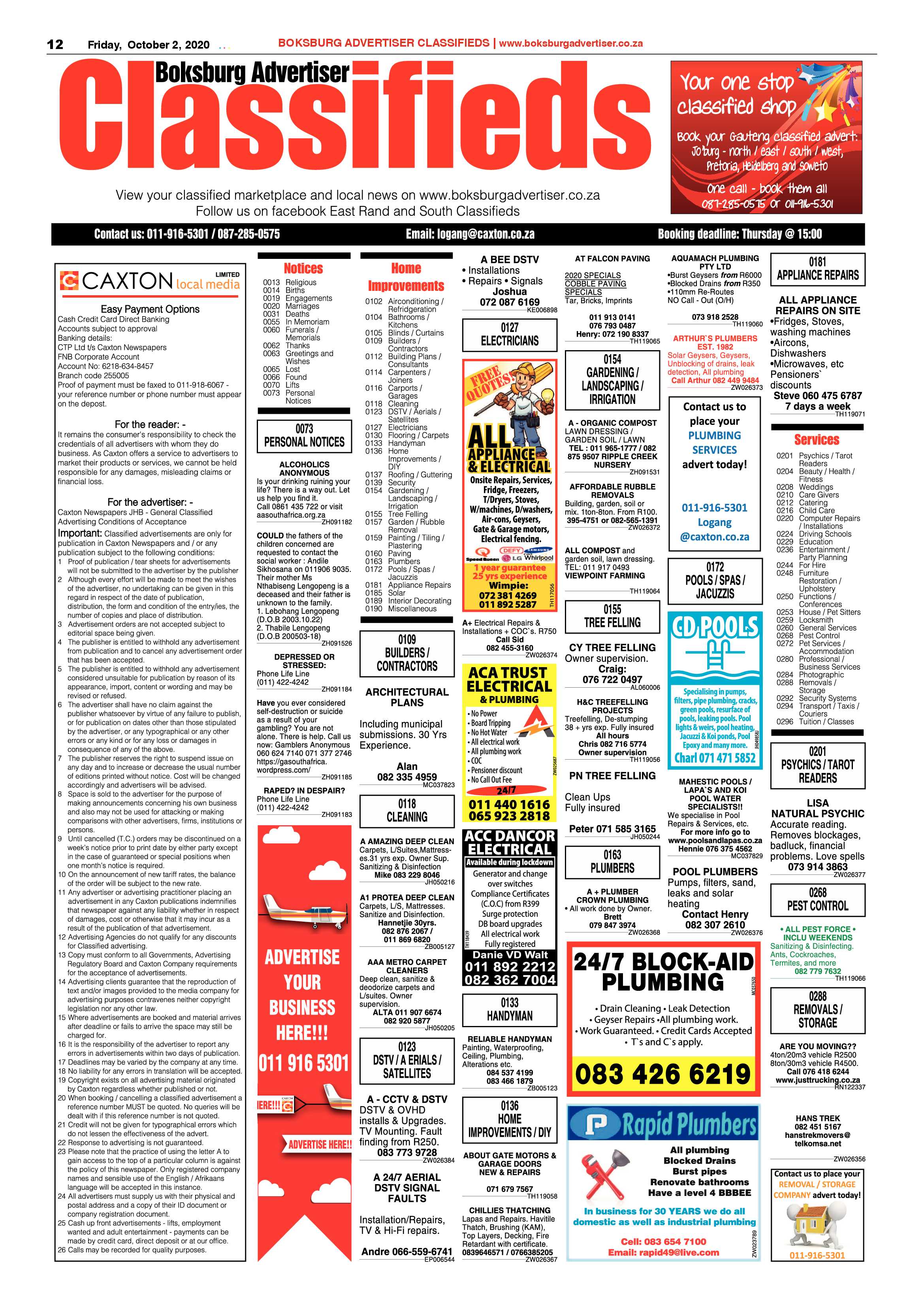Boksburg Advertiser 29 September 2020 page 12