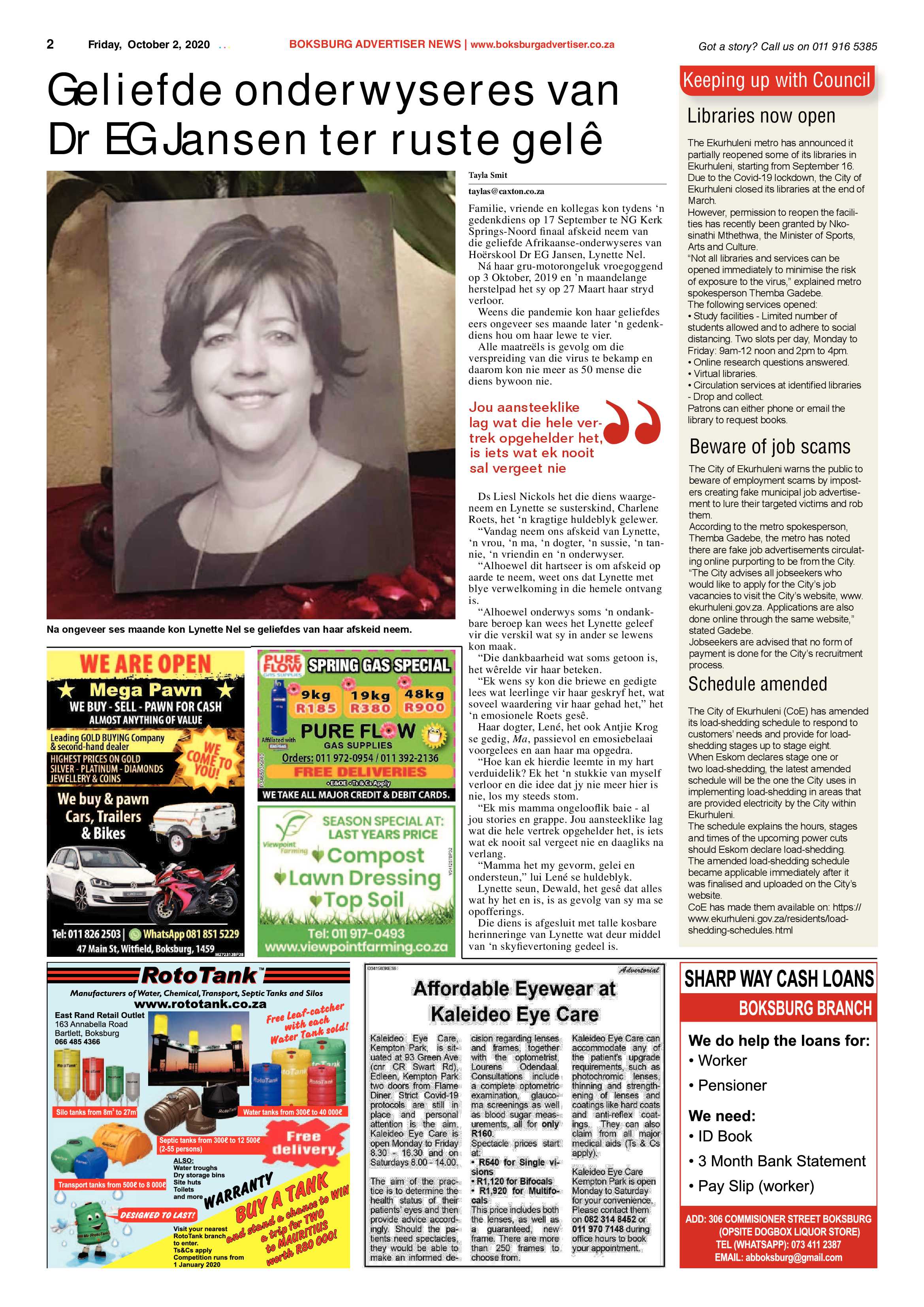 Boksburg Advertiser 29 September 2020 page 2