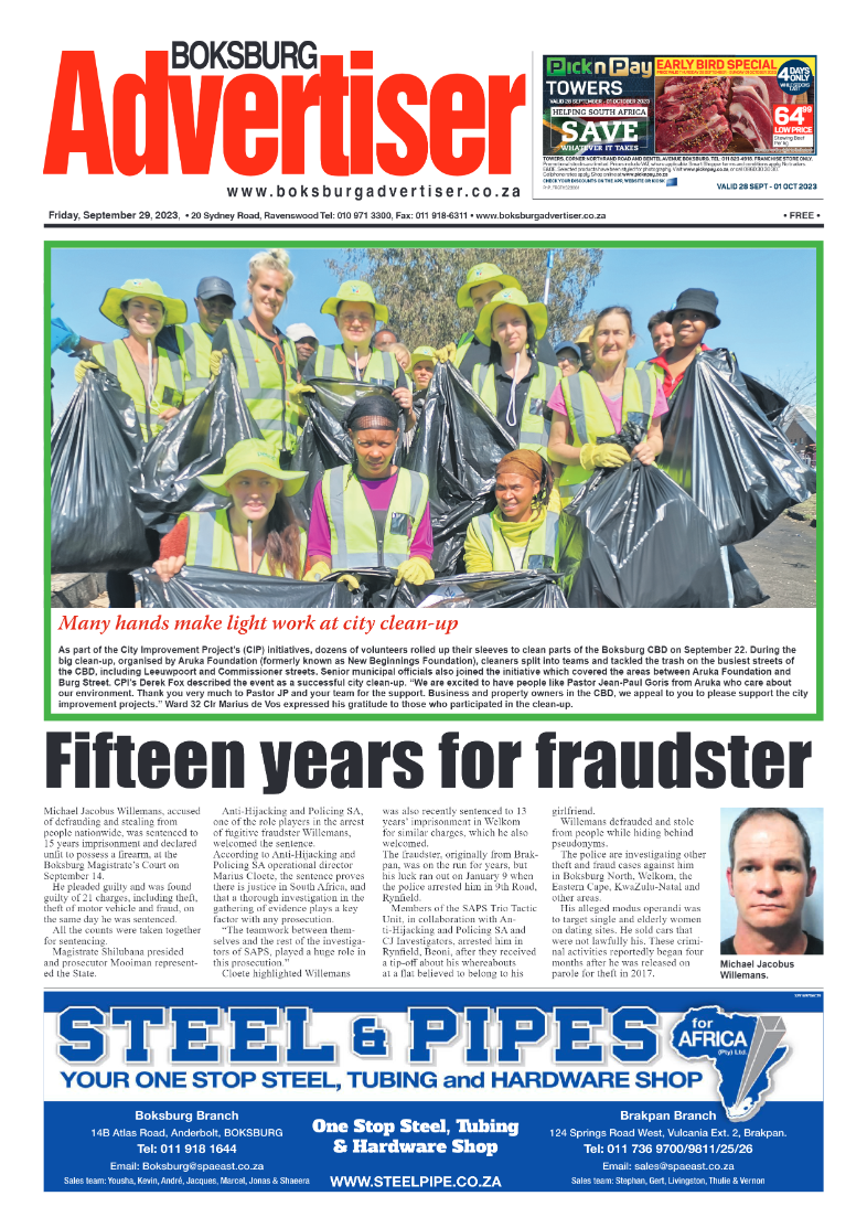 Boksburg Advertiser 29 September 2023 page 1