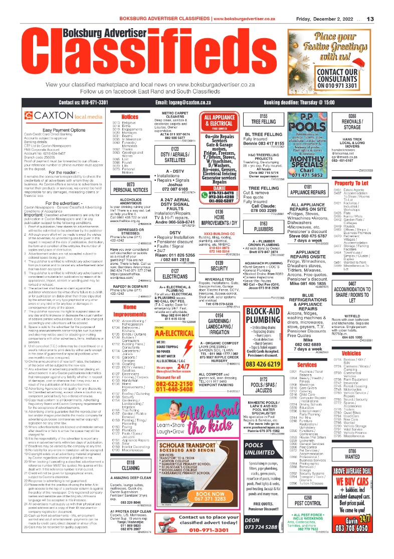 Boksburg Advertiser 2 Dec 2022 page 13