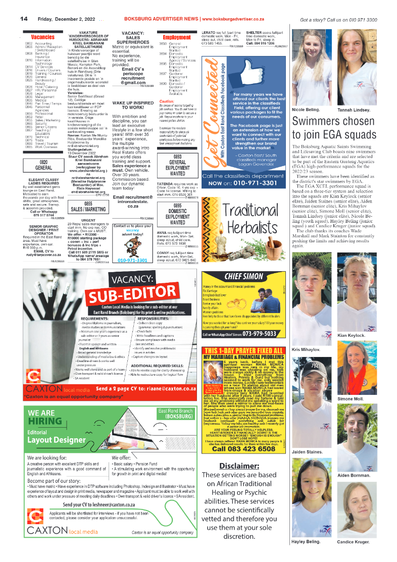 Boksburg Advertiser 2 Dec 2022 page 14