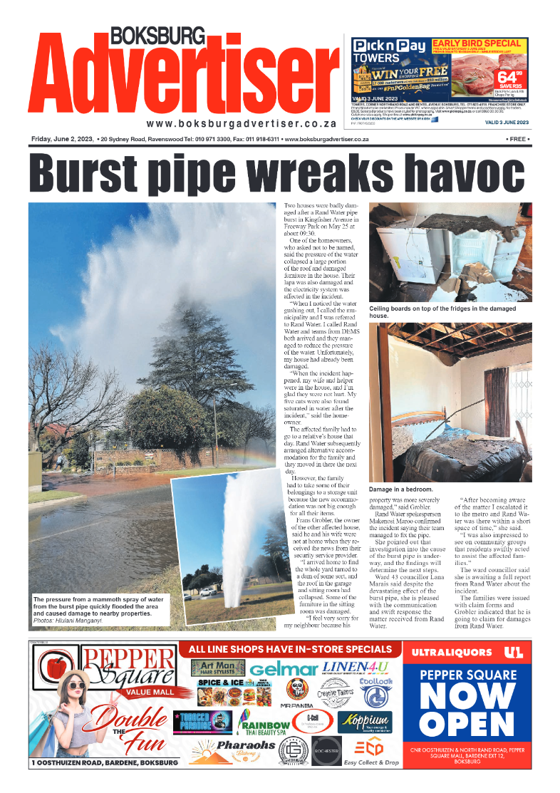 Boksburg Advertiser 2 June 2023 page 1