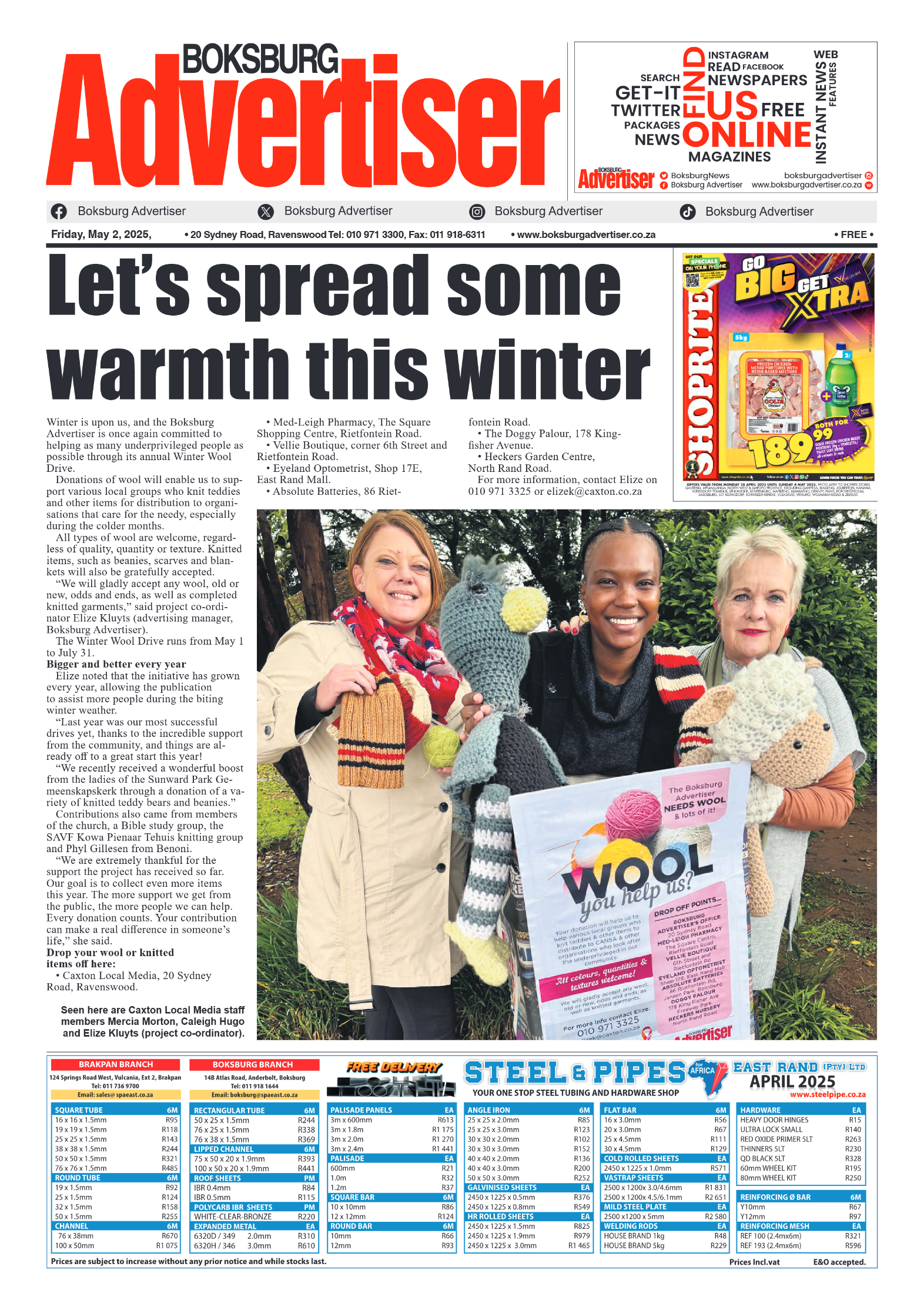 Boksburg Advertiser 2 May 2025 page 1