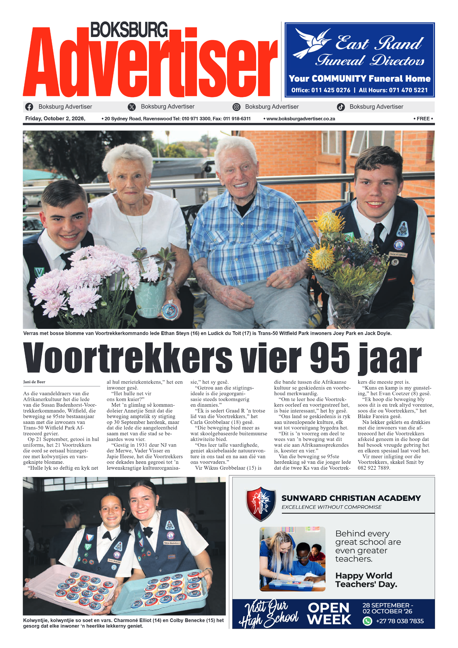 Boksburg Advertiser 2 October 2026 page 1