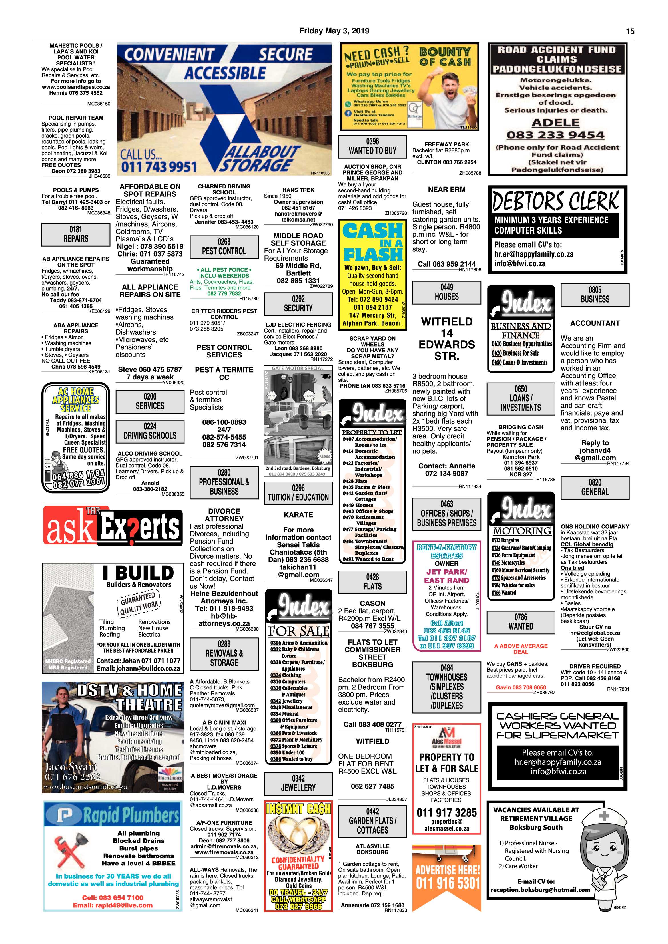 Boksburg Advertiser 30 April 2019 page 15